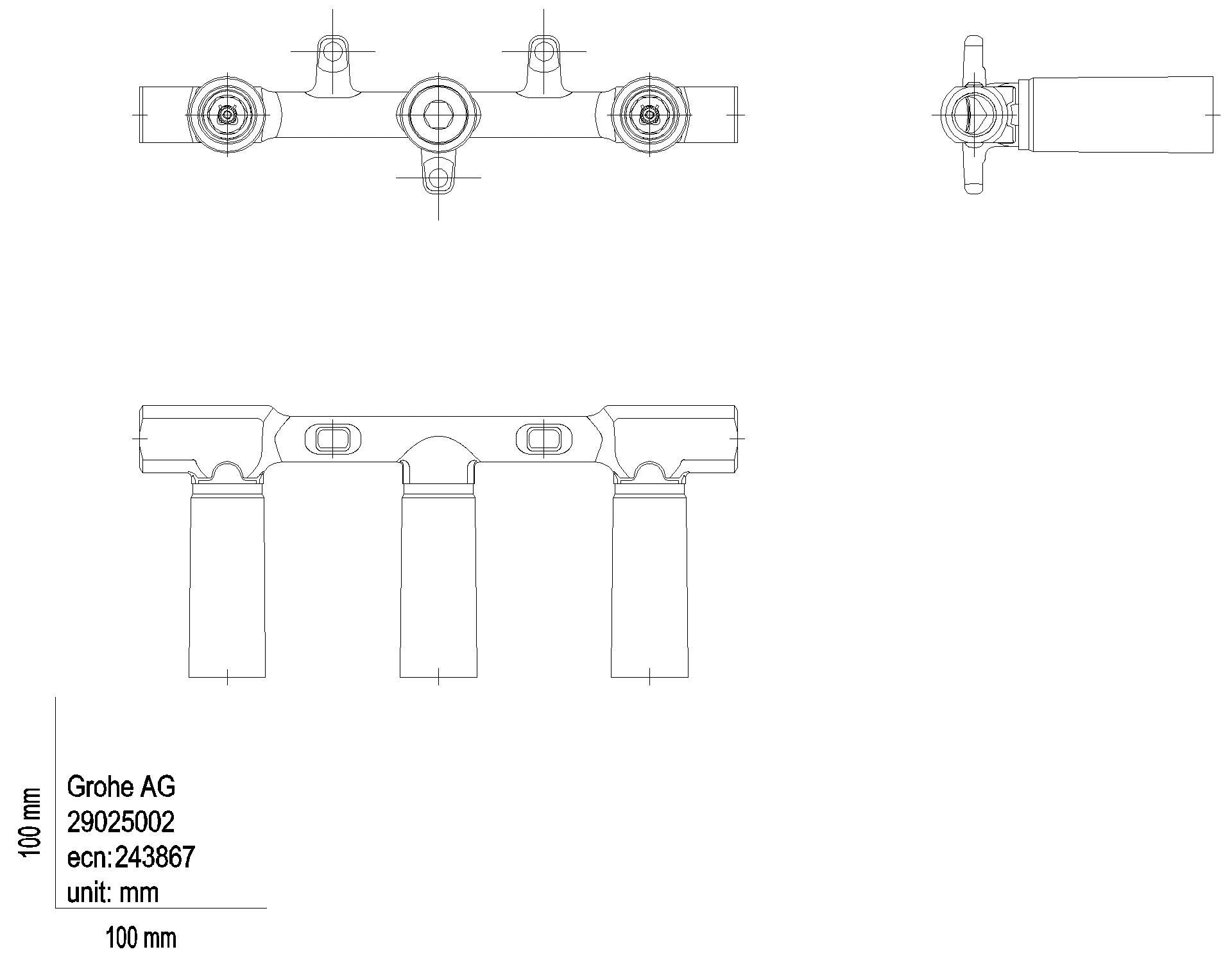 GROHE - GROHE Unterputz-Einbaukörper 29025_2 für 3-Loch WT-Wandbatterien DIN 18534:2017