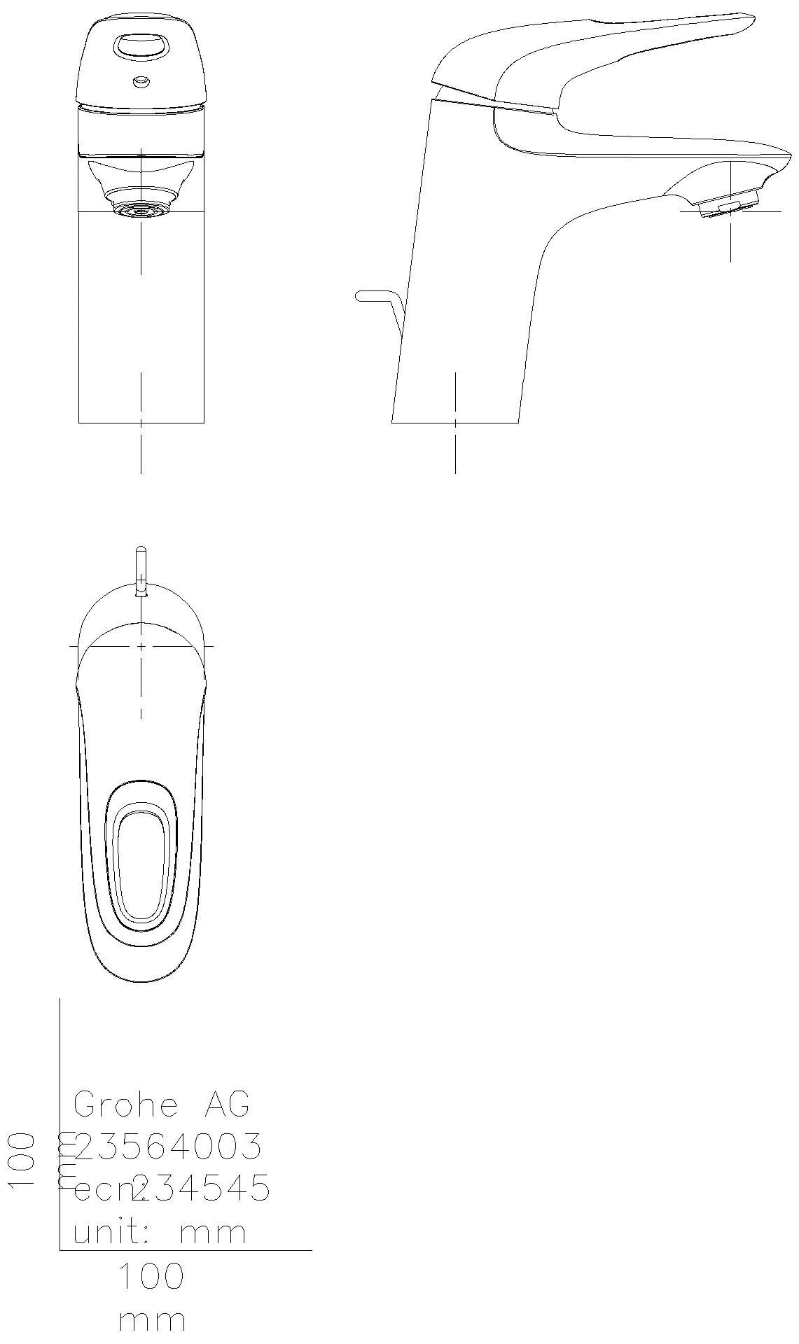 GROHE EH-WT-Batterie Eurostyle 23564_3 S-Size Zugstangen-Ablaufgarnitur chrom