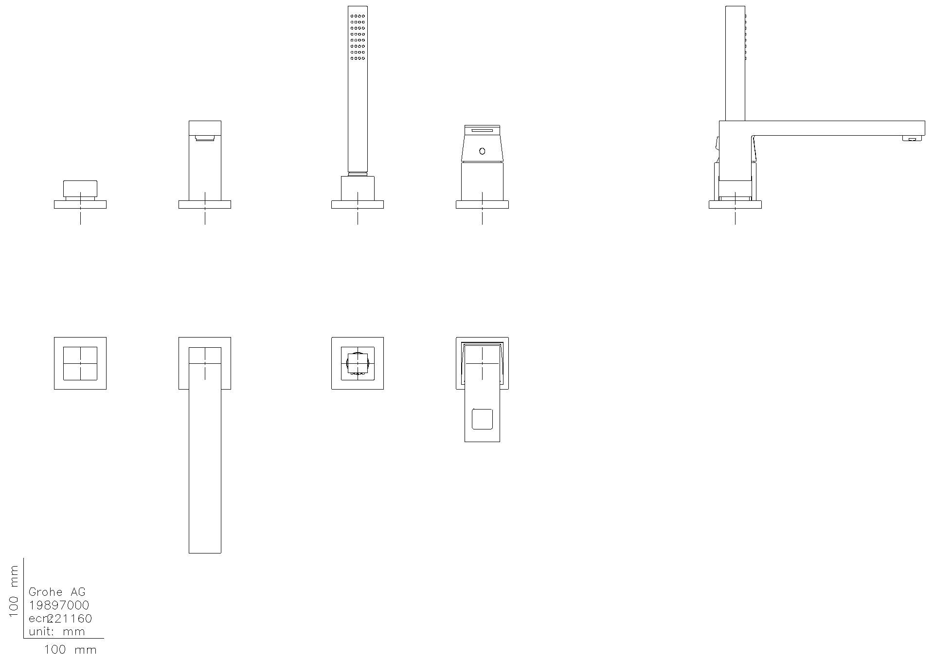 GROHE 4-Loch-EH-Wannenkombination Eurocube 19897_1 chrom