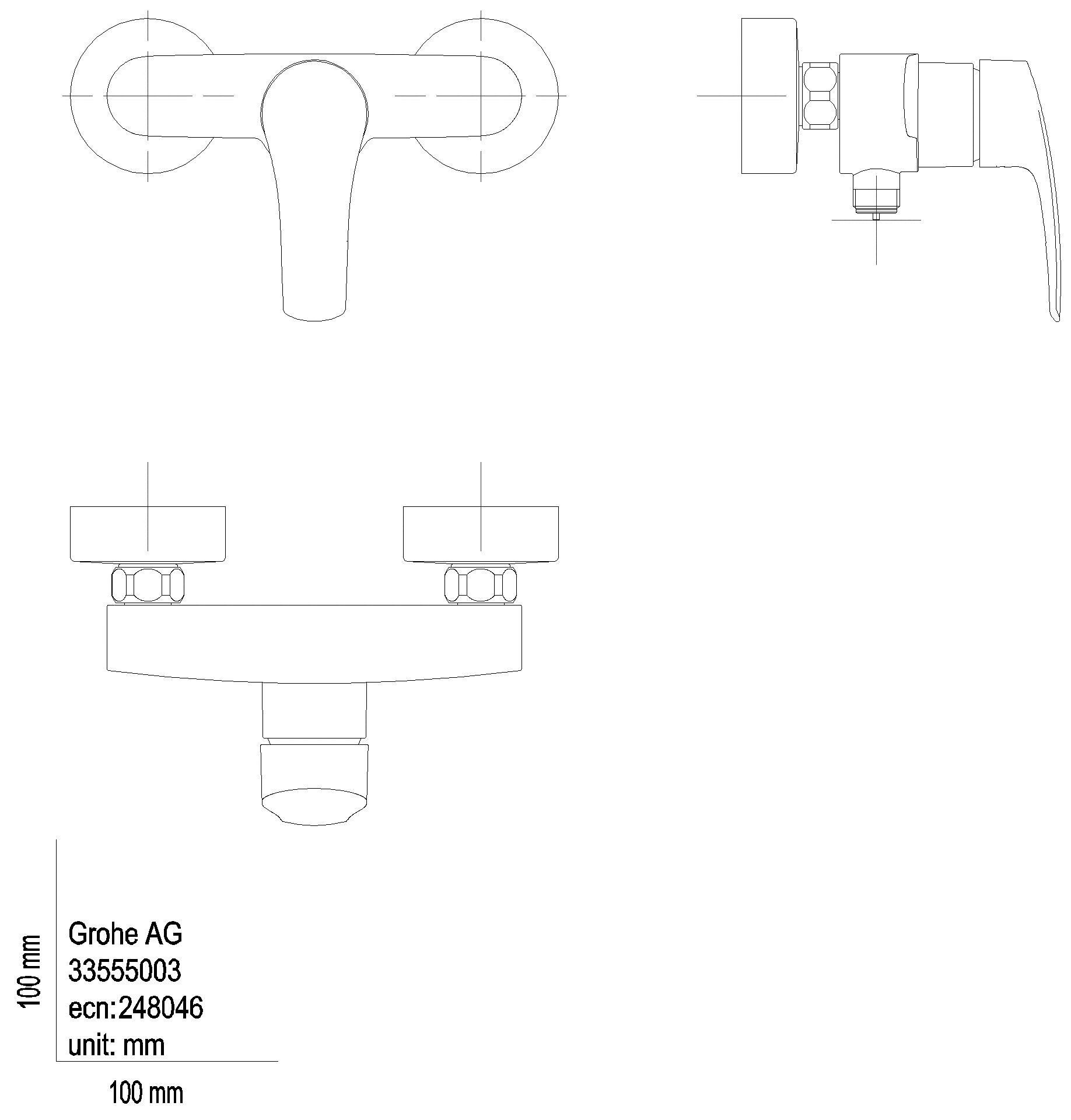 GROHE EH-Brausebatterie Eurosmart 33555_3 Wandmontage eigensicher chrom