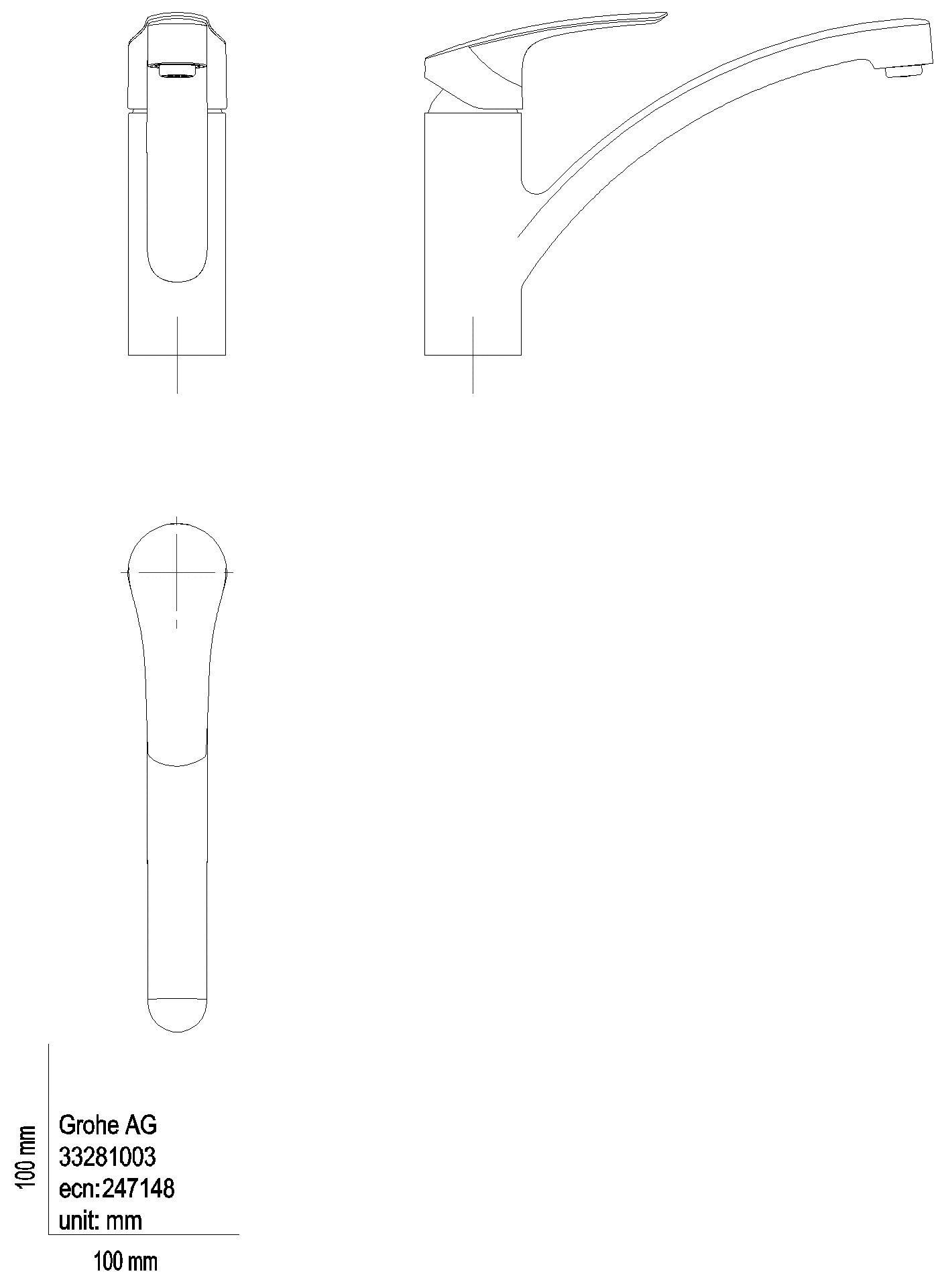 GROHE - GROHE EH-SPT-Batterie Eurosmart 33281_3 flacher Auslauf chrom