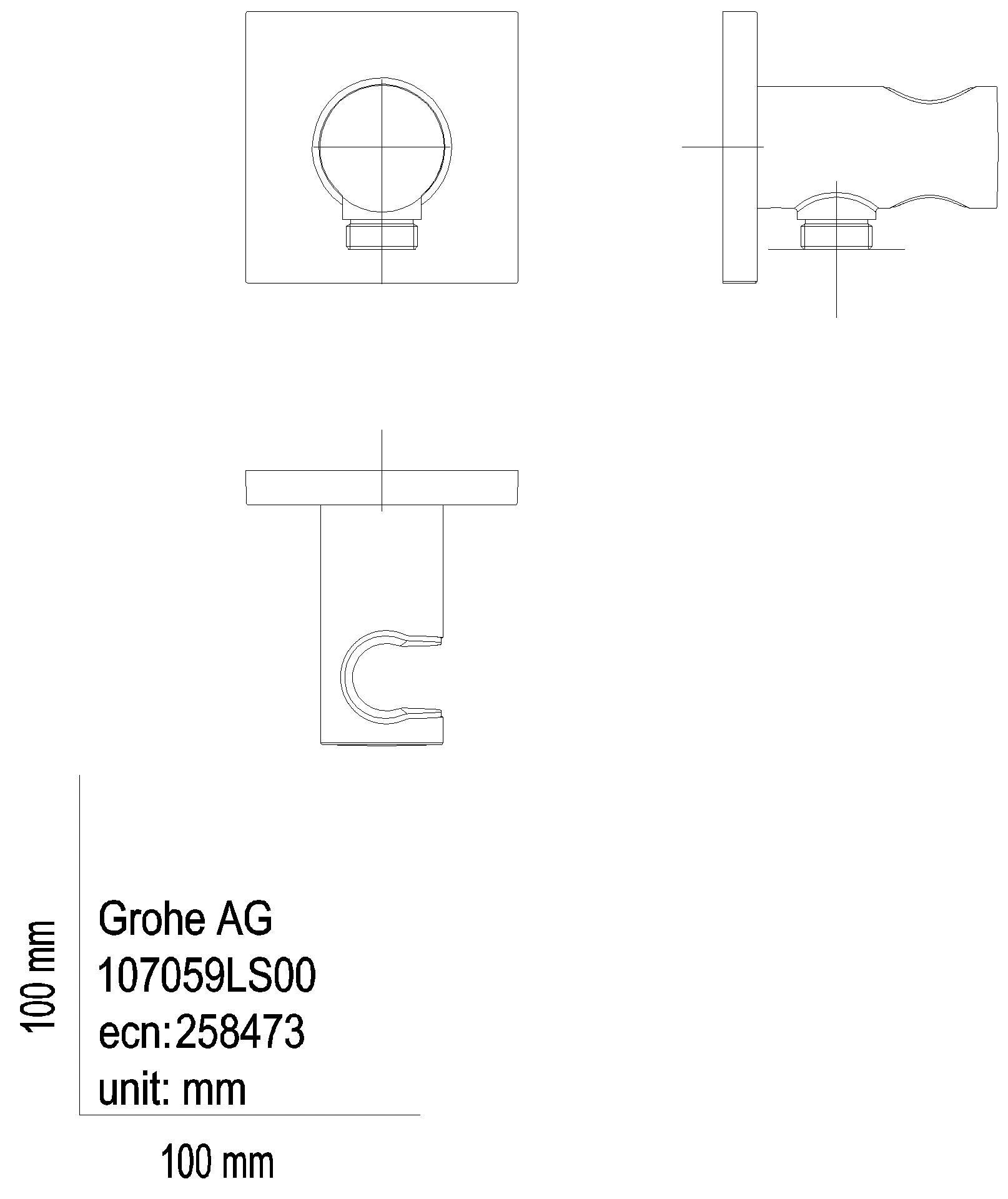 GROHE Wandanschluss Rainshower Aqua 107059 mit HBH schwarz/chrom