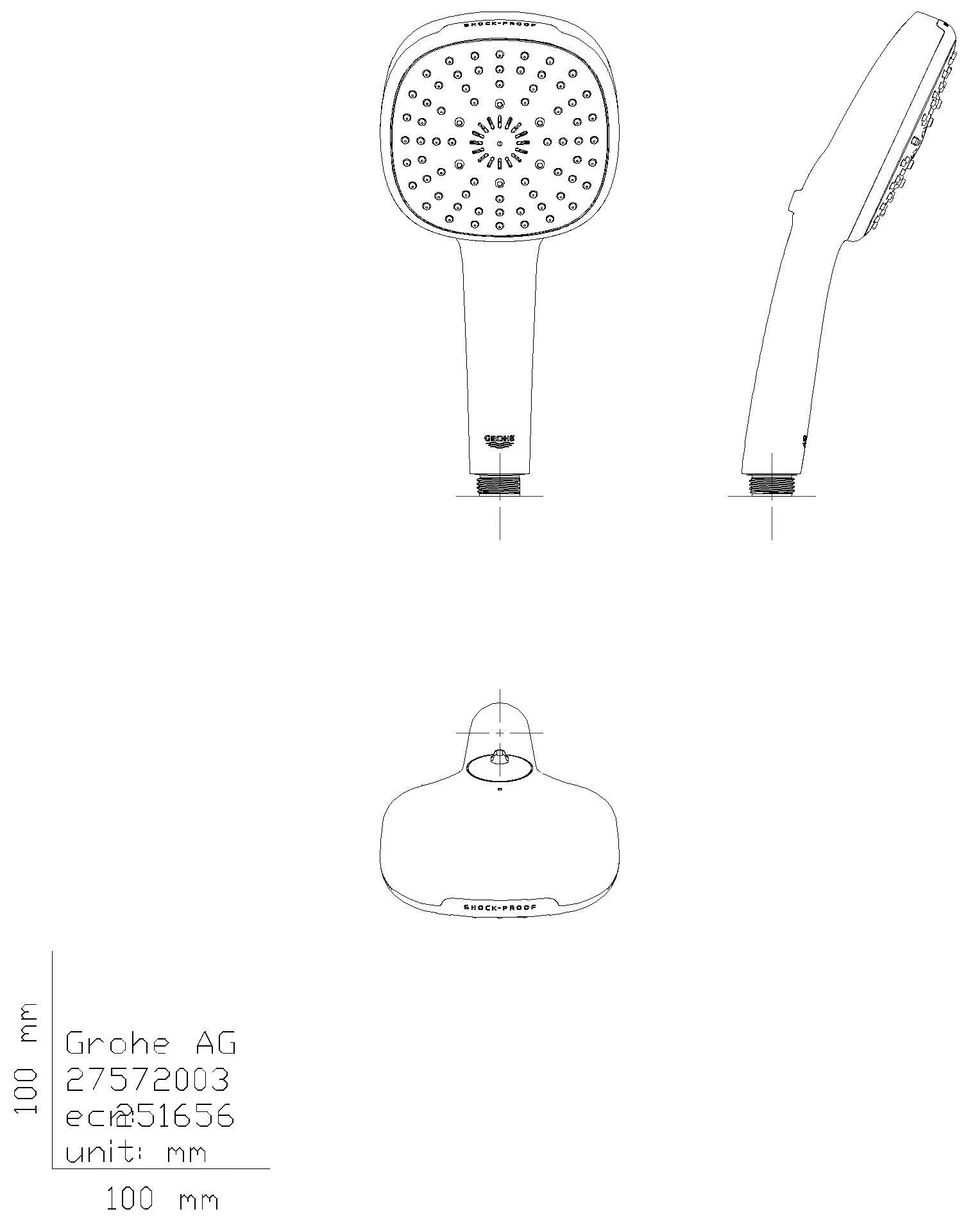 GROHE Handbrause Tempesta Cube 110 27574_3 3 Strahlarten 7,4l chrom
