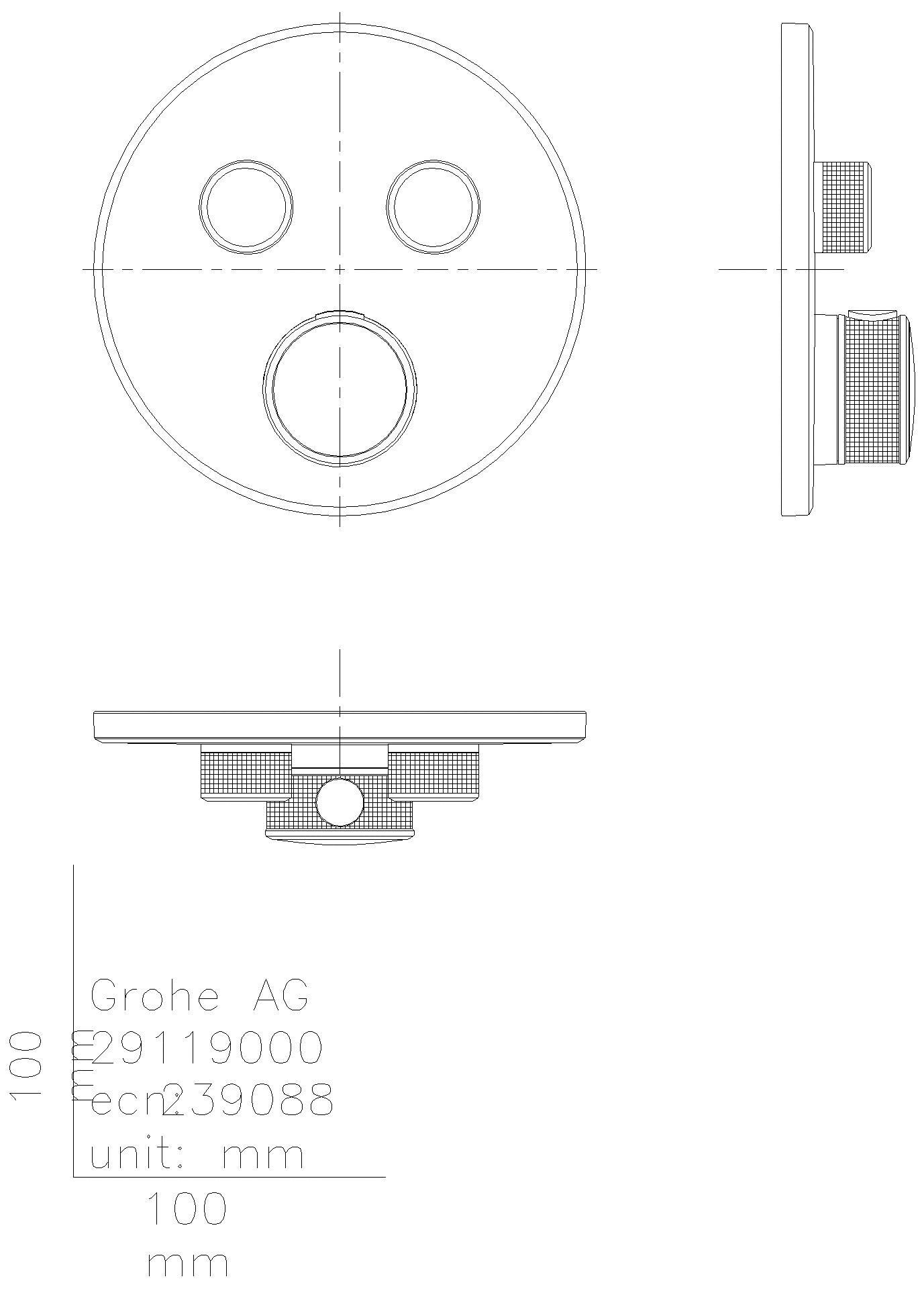GROHE - GROHE Thermostat Grohtherm SmartControl 29119 FMS rund 2 ASV satin steel