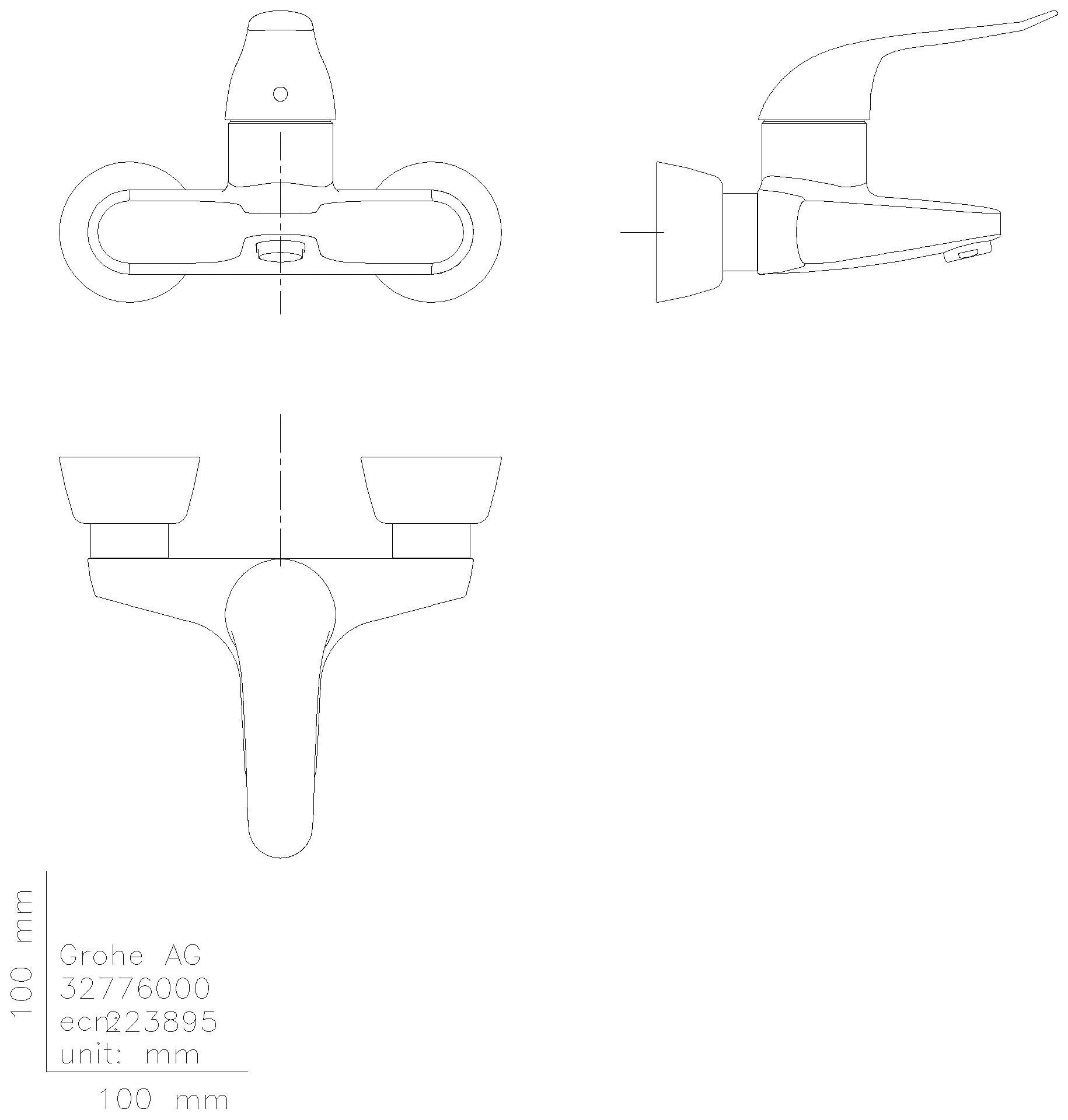 GROHE EH-WT-Batterie Euroeco Special 32776 Wandm. Gussauslauf Ausladung 157mm chrom