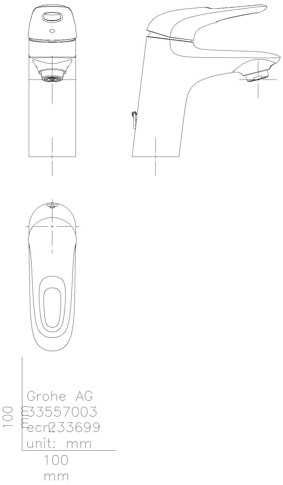 GROHE EH-WT-Batterie Eurostyle 33557_3 S-Size Kette Hebel offen chrom