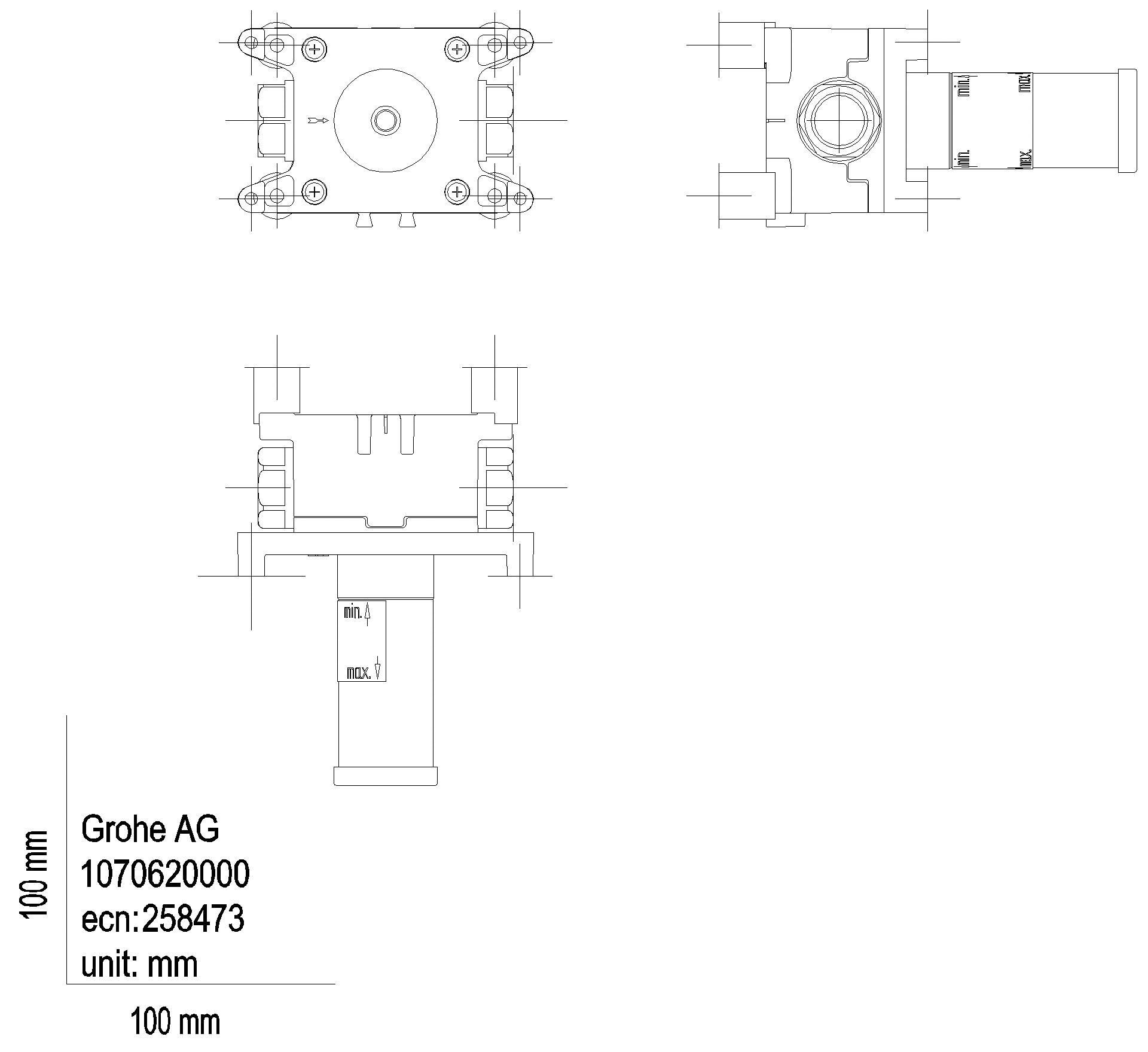 GROHE Einbaubox Rainshower Aqua 107062 für Wandanschluss mit Brausehalter