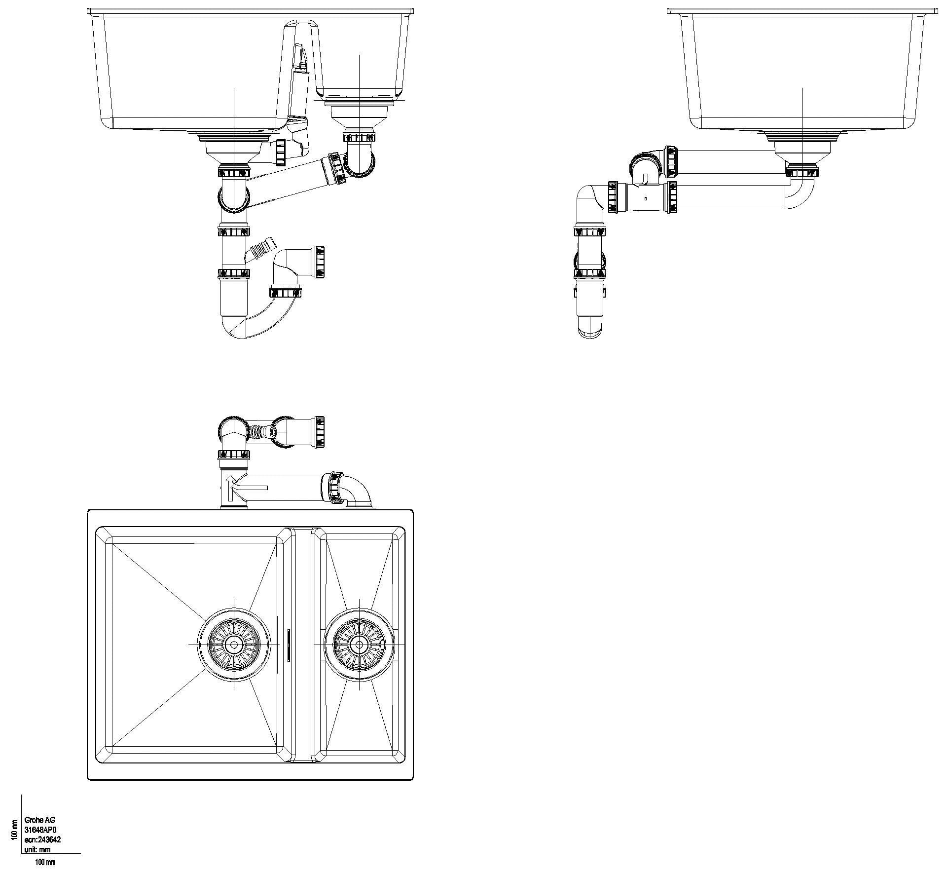 GROHE - GROHE Kompositspüle K500 31648 1,5Becken 555x460mm re/li granit schwarz