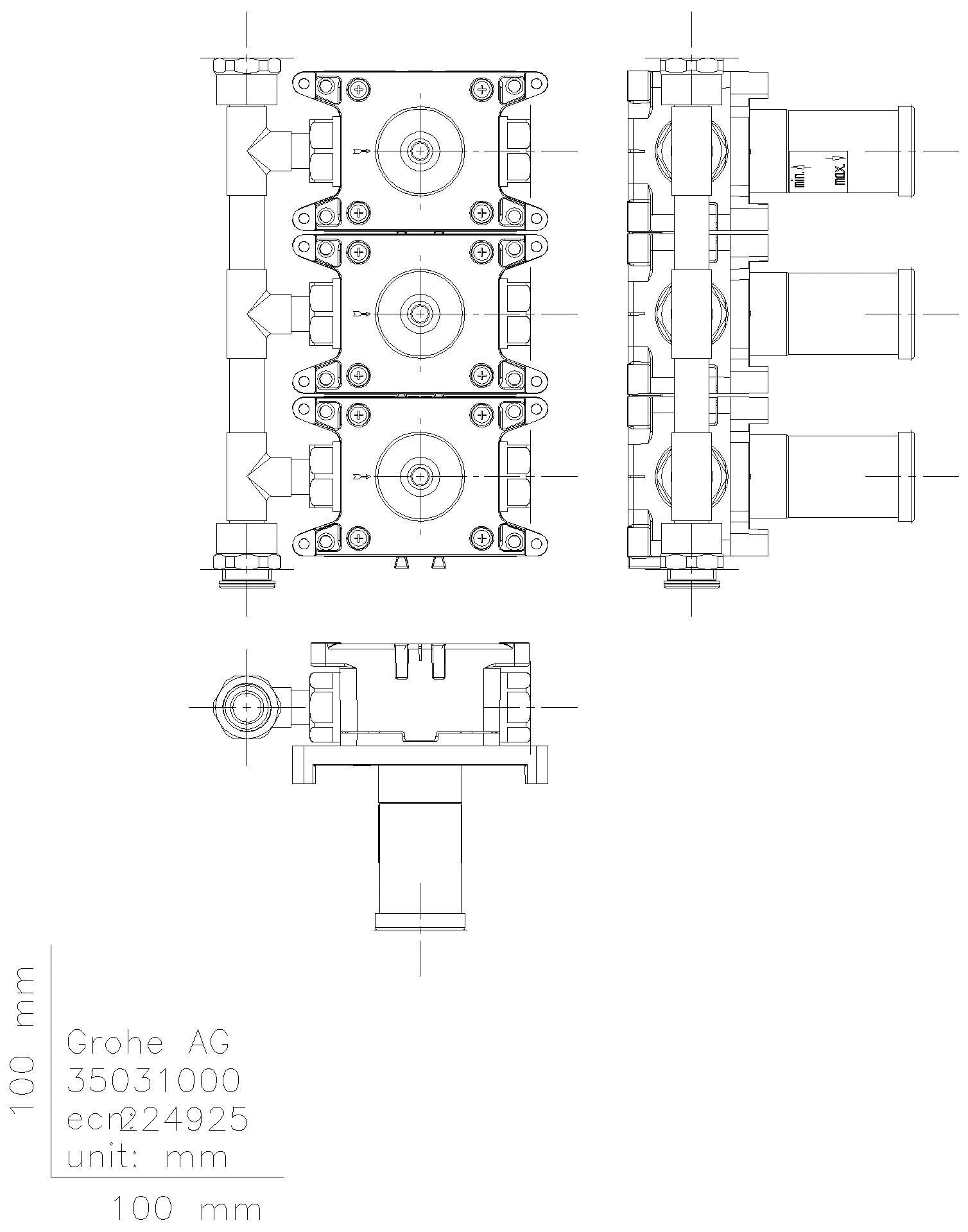 GROHE Einbaubox Rapido C 35031 für Unterputzventil 26880000 3 Zu-/Abgänge