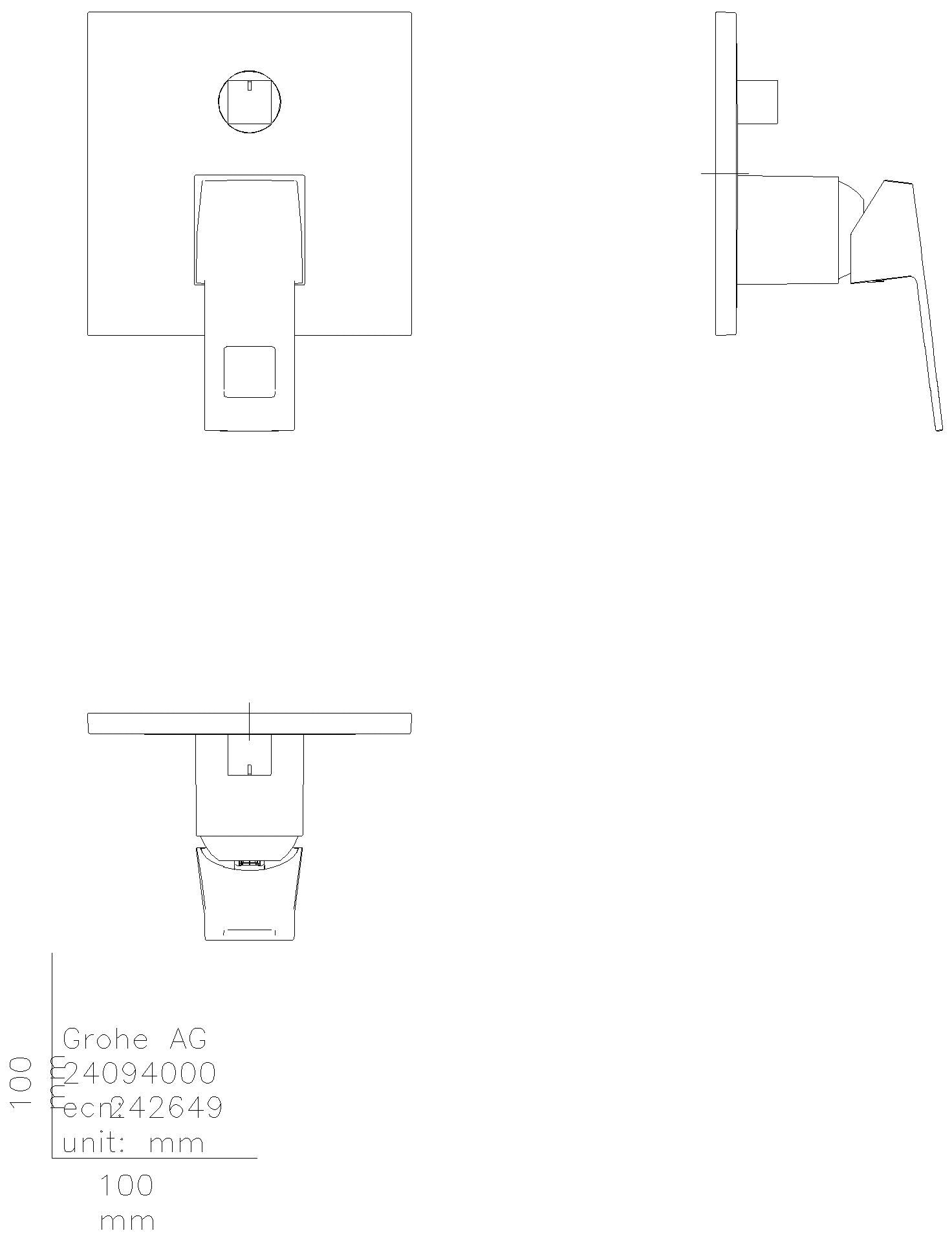 GROHE Einhandbatterie Eurocube 24094 FMS für 35604 3-Wege Umstellung chrom