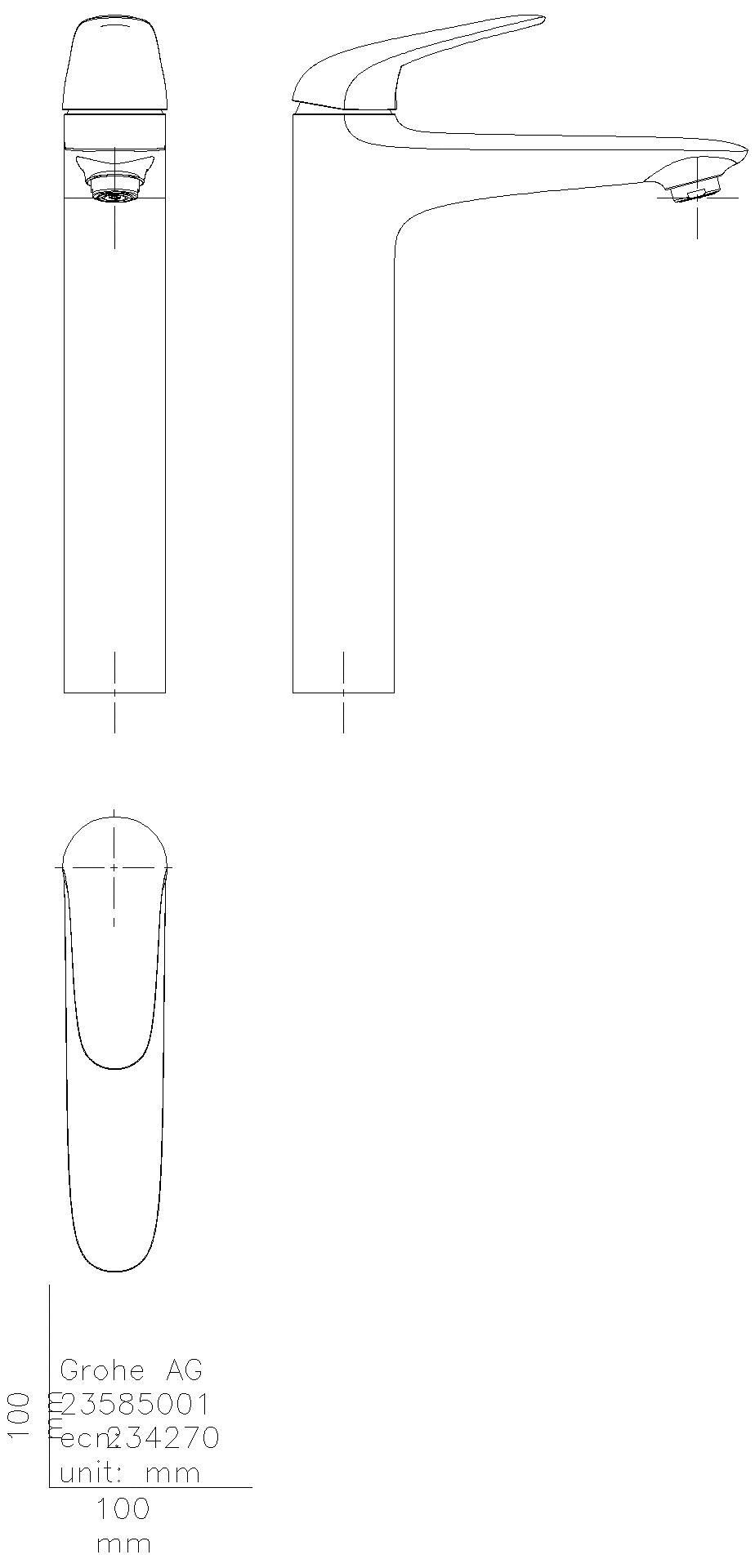 GROHE - GROHE EH-WT-Batterie Eurostyle 23719_3 XL-Size gl. Körper Hebel geschl. chrom