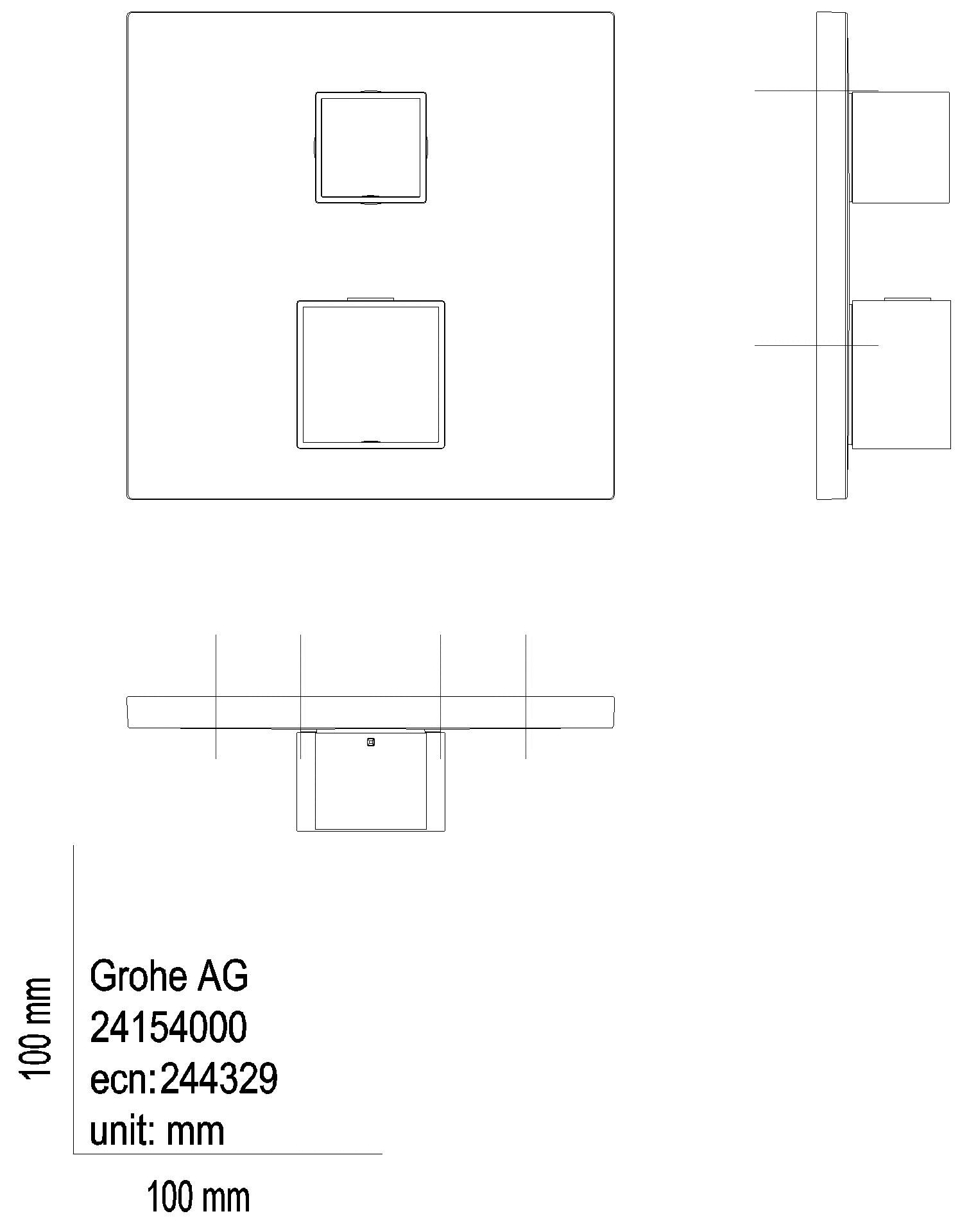GROHE THM-Brausebatterie Grohtherm Cube 24154 FMS für 35604 2-Wege-Umst. chrom