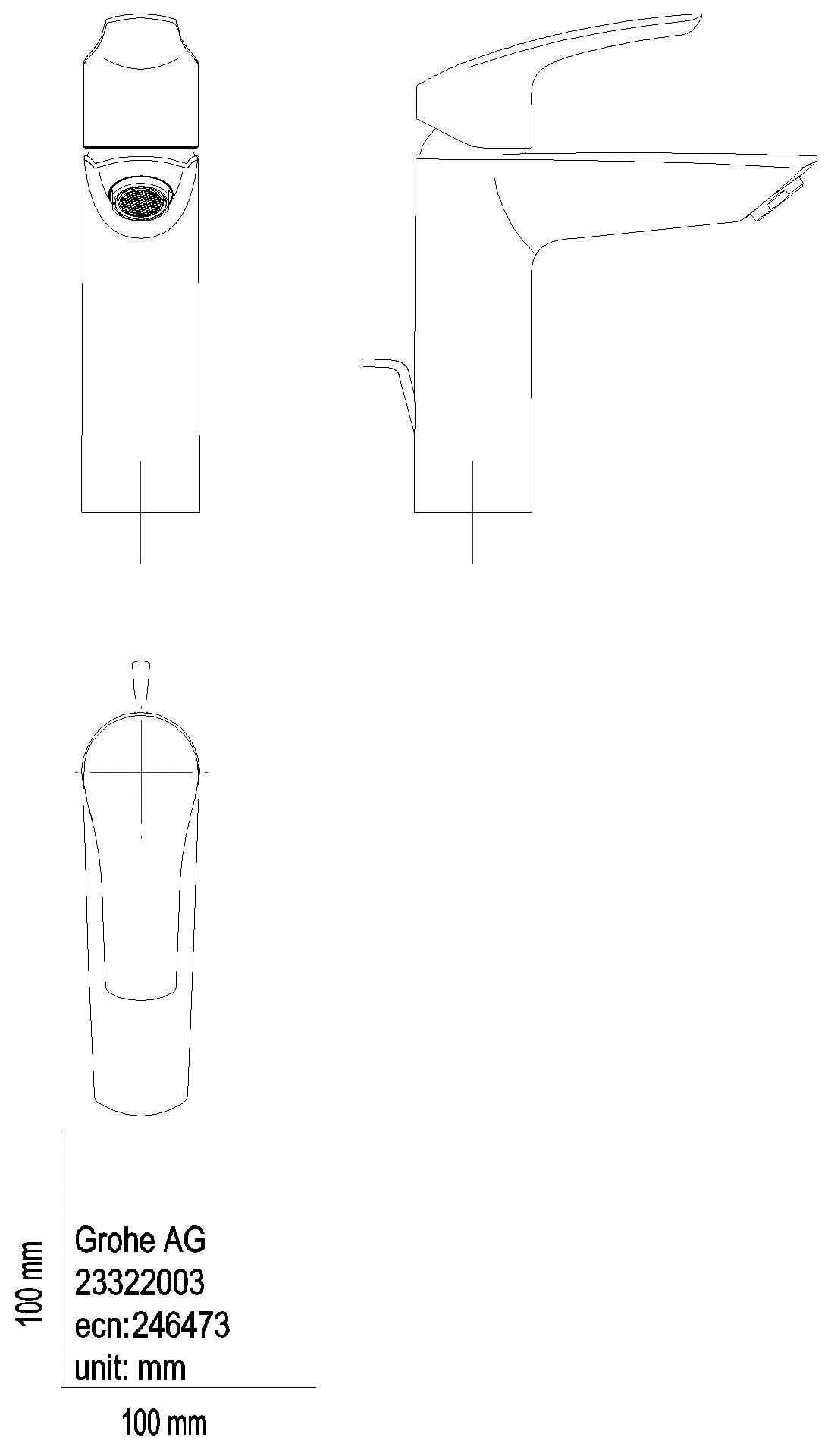 GROHE EH-WT-Batterie Eurosmart 23393_3 M-Size MST kalt Zugst.-Abl.-grt. chrom