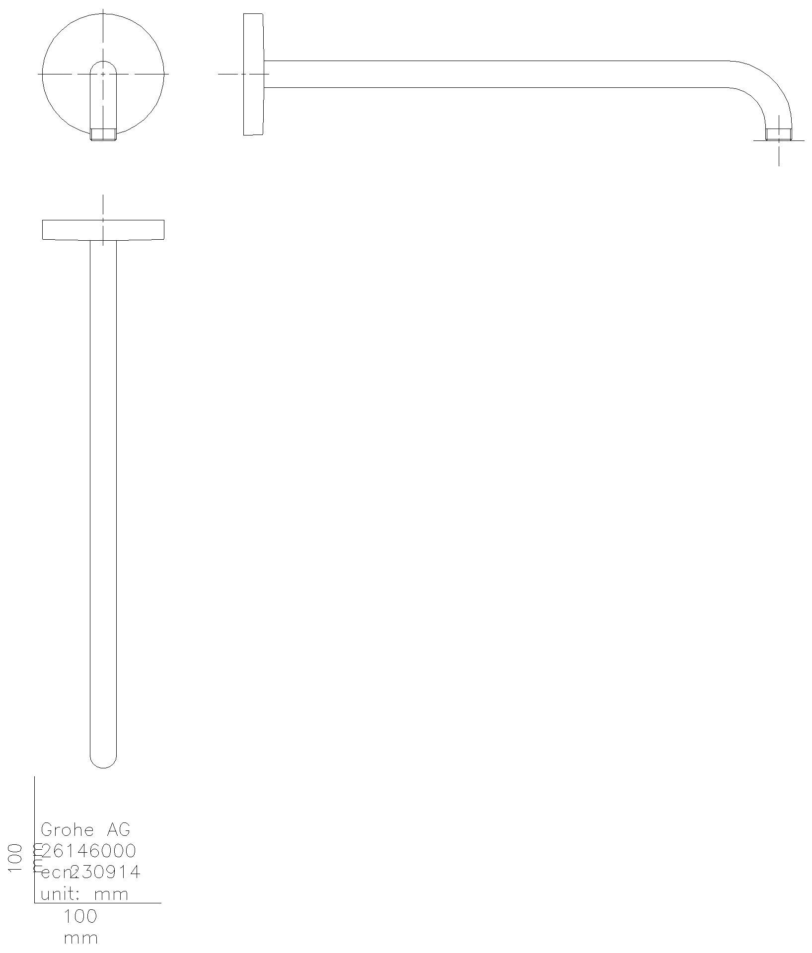 GROHE Brausearm Rainshower 26146 Metall Ausladung 422mm chrom
