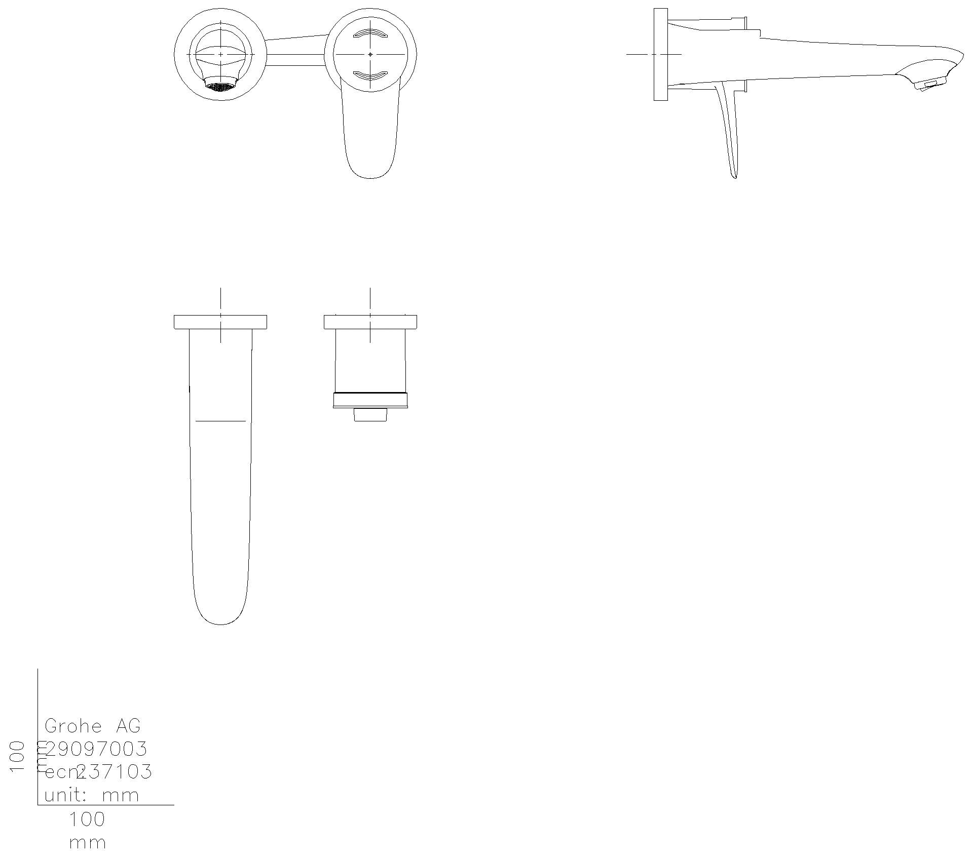 GROHE 2-Loch-WT-Wandbatterie Eurostyle 29097_3 FMS Hebel geschlossen chrom