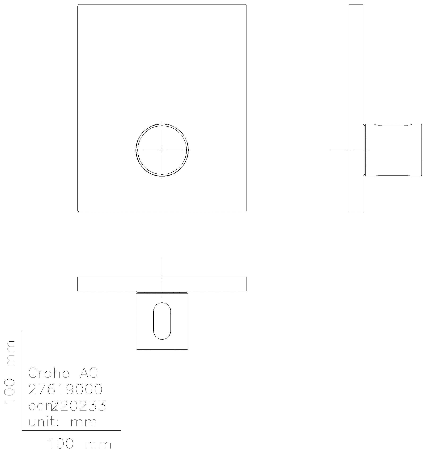 GROHE THM-Zentralbatterie Grohtherm F 100753 Fertigmontageset satin graphite