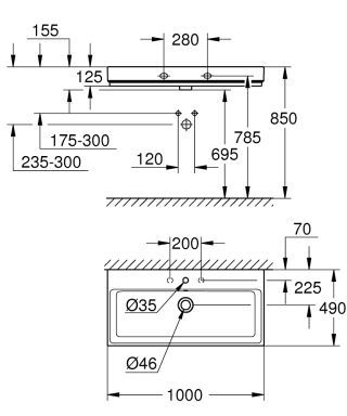 GROHE Cube Keramik Waschtisch GROHE - GROHE Cube Keramik Waschtisch