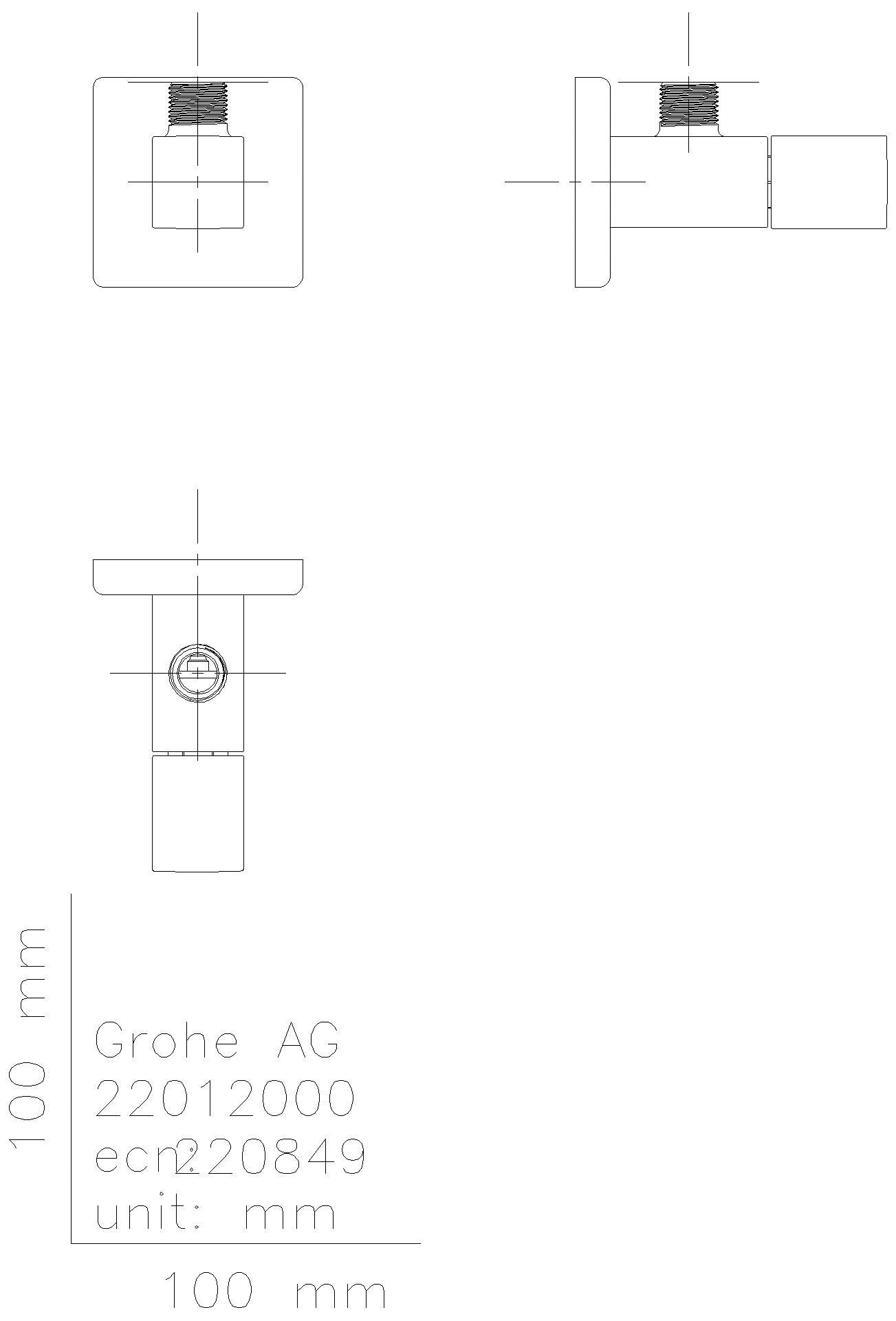GROHE Eckventil Eurocube 22012 DN15 Abgang 3/8'' hard graphite gebürstet