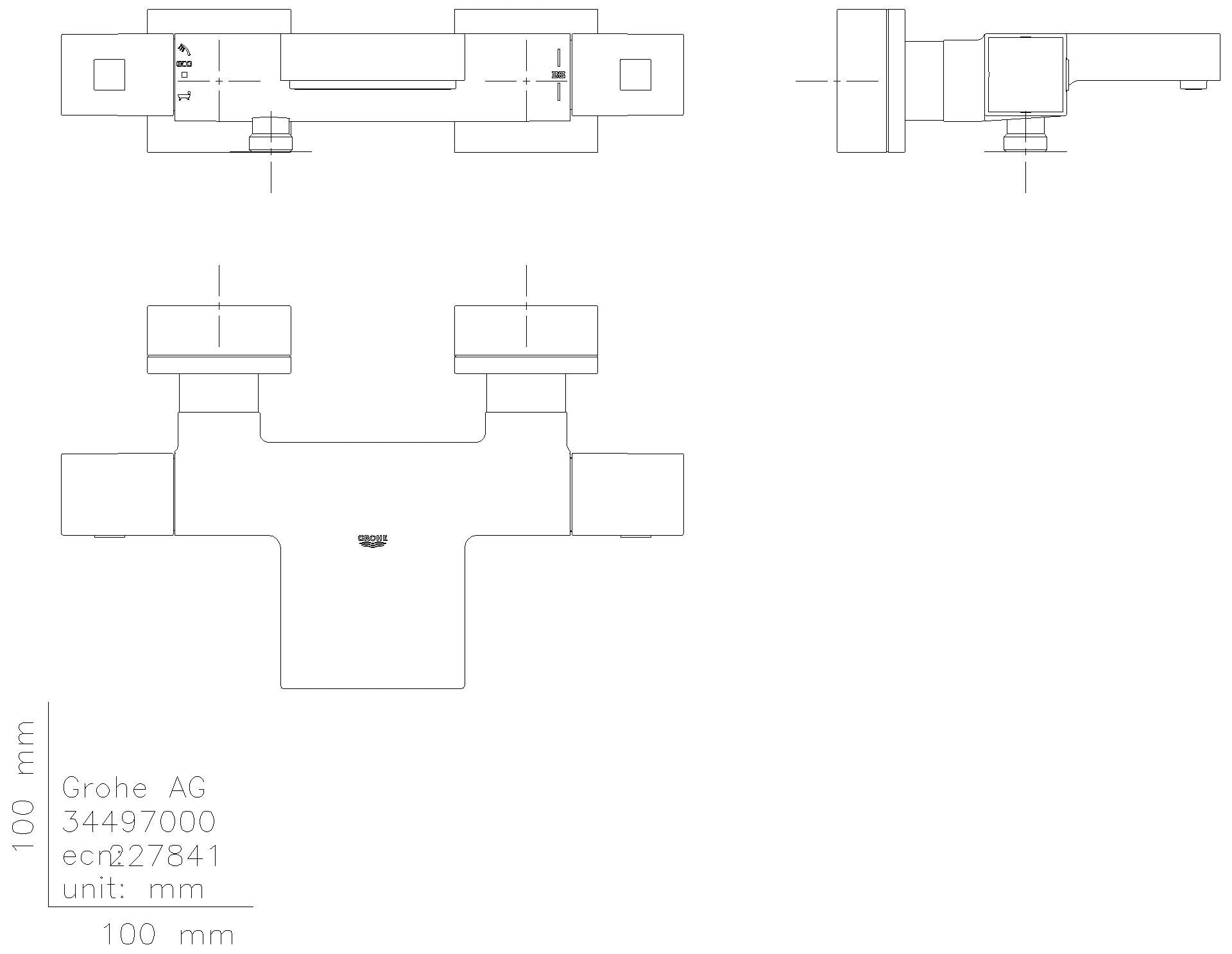GROHE THM-Wannenbatterie Grohtherm Cube 34497 eigensicher chrom