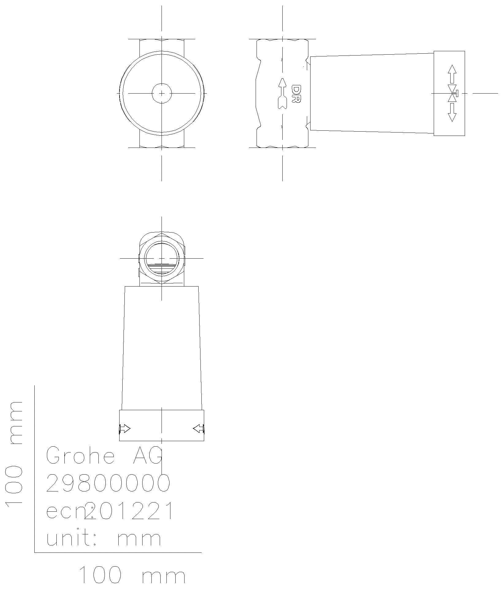 GROHE UP-Ventil-Unterteil 29800_2 vormont. Oberteil DN15 DIN 18534:2017