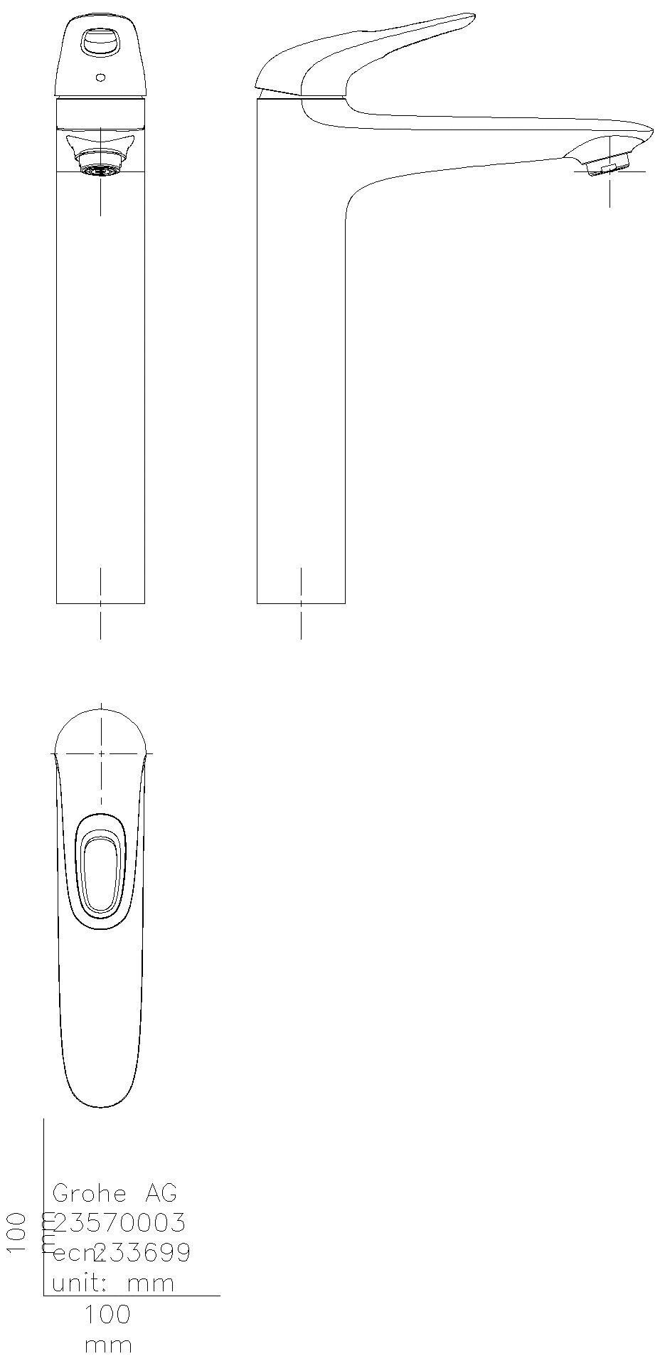 GROHE EH-WT-Batterie Eurostyle 23570_3 XL-Size glatter Körper chrom