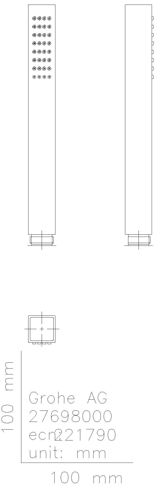 GROHE Handbrause Rainshower Aqua Cube Stick 26885 1 Strahl 9,5 l/min satin steel
