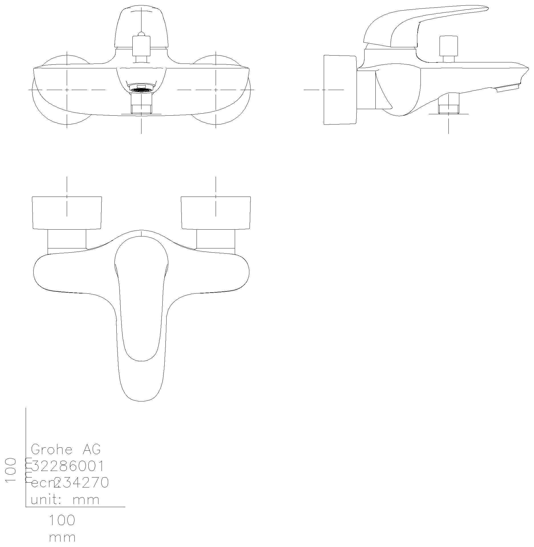 GROHE EH-Wannenbatterie Eurostyle 23726_3 Wandmontage chrom
