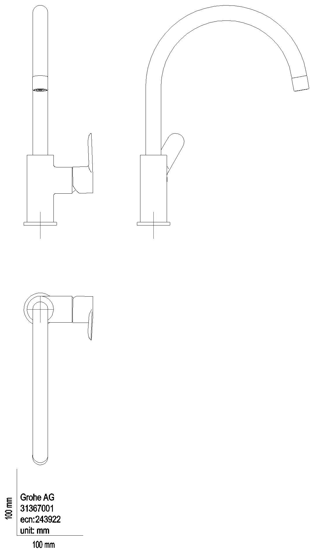 GROHE EH-SPT-Batterie BauEdge 31367_1 hoher Auslauf chrom