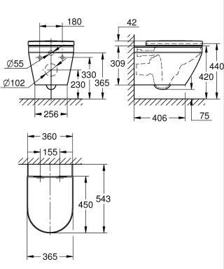 GROHE Bau Keramik Wand-Tiefspül-WC Set GROHE - GROHE Bau Keramik Wand-Tiefspül-WC Set