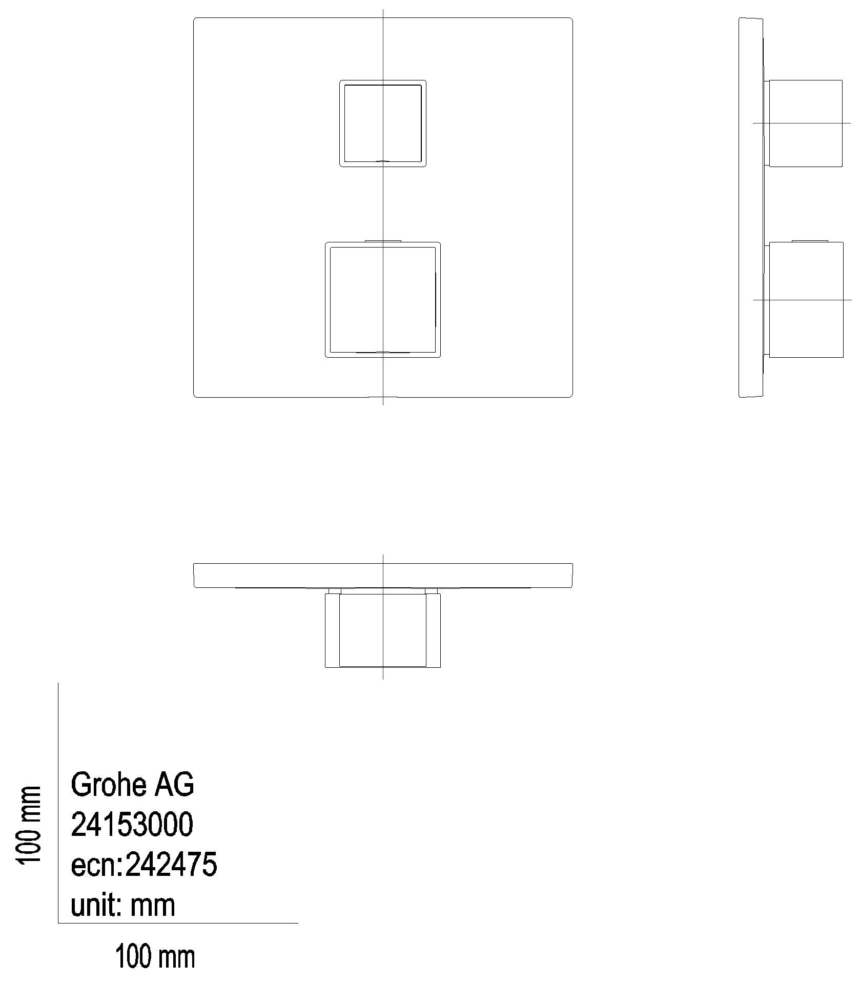 GROHE THM-Wannenbatterie Grohtherm Cube 24155 FMS für 35604 2-W-Umst. supersteel