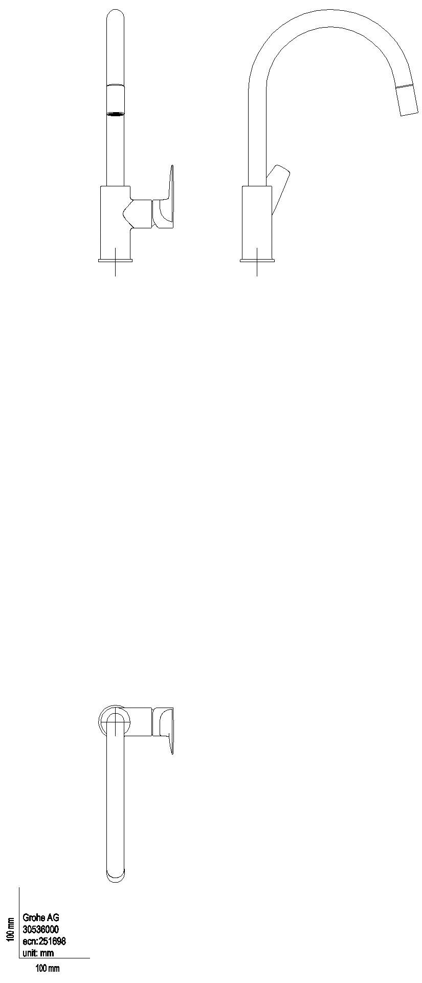 GROHE EH-SPT-Batterie BauEdge 30536 hoher Auslauf azb. Laminarbrause chrom