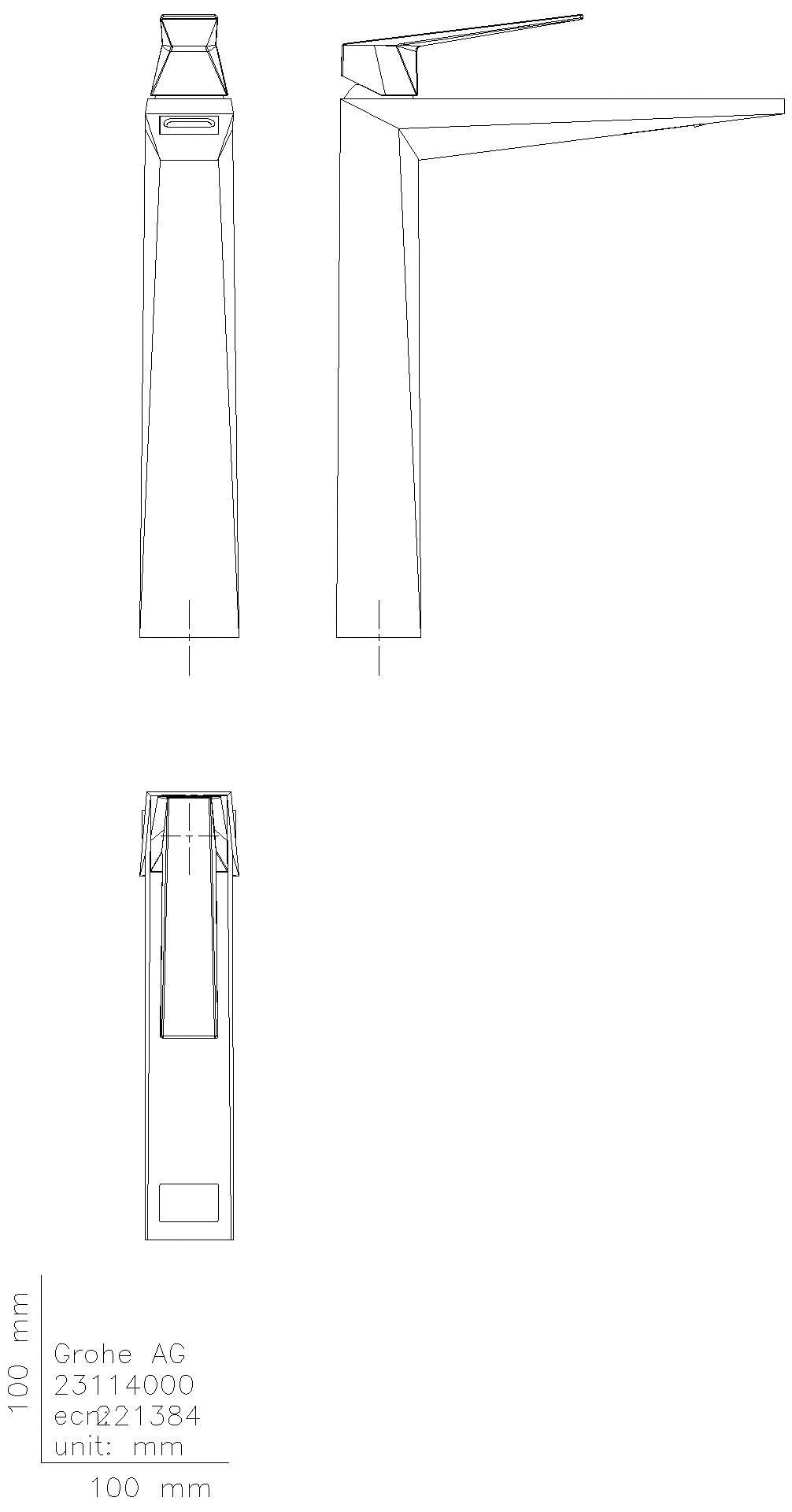 GROHE EH-WT-Batt. Allure Brilliant 24346 XL-Size für freist.Waschschüsseln chrom