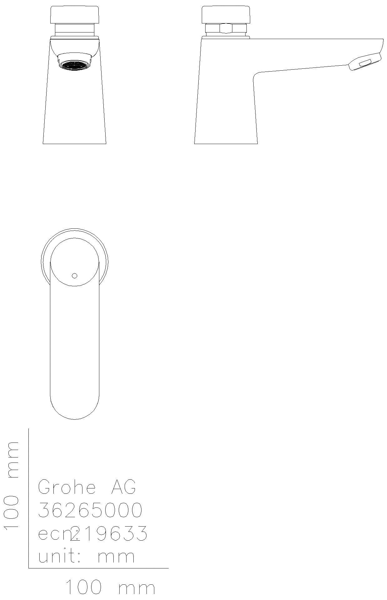 GROHE Selbstschluss-Standventil Euroeco CT 36265 Markierung blau/rot chrom