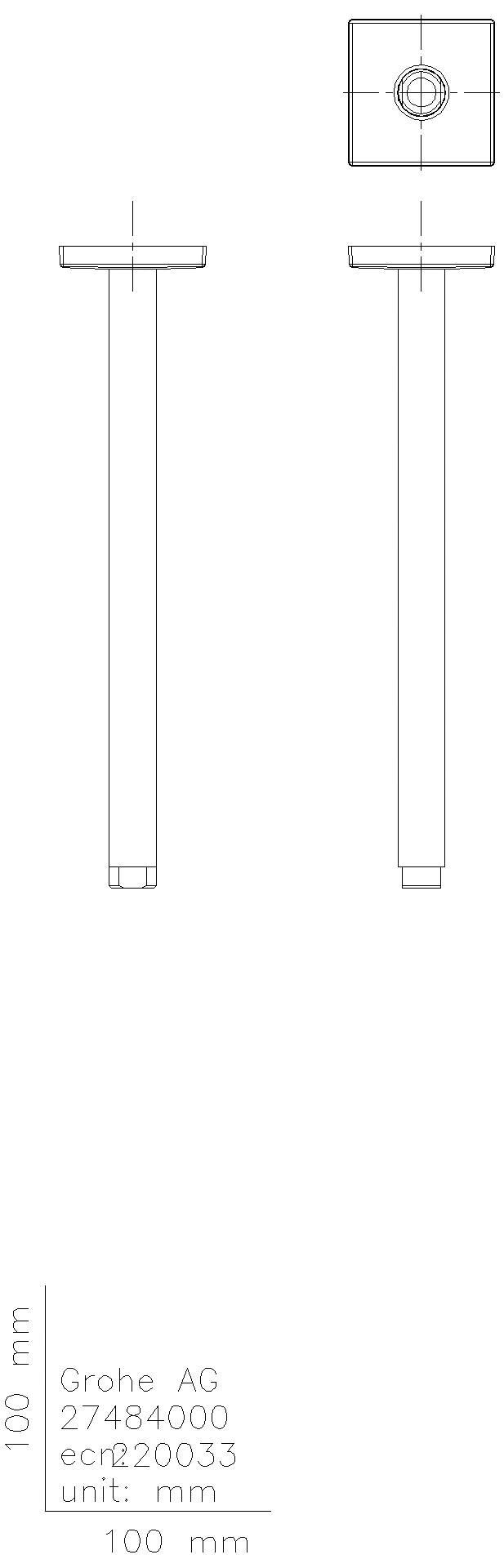 GROHE Deckenauslass Rainshower 27484 eckige Rosette Länge 292mm chrom