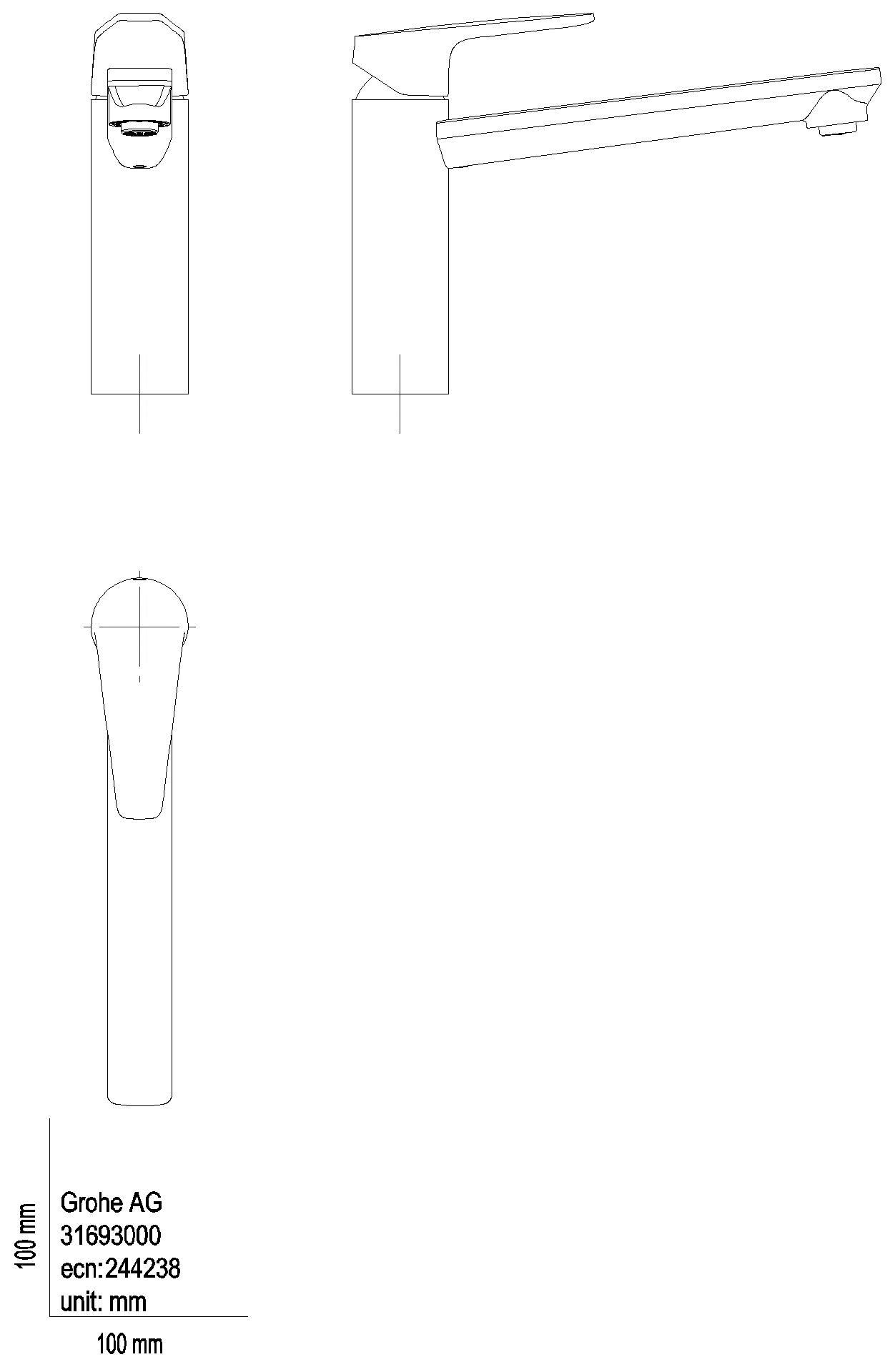 GROHE EH-SPT-Batterie BauEdge 31693 mittelhoher Auslauf chrom