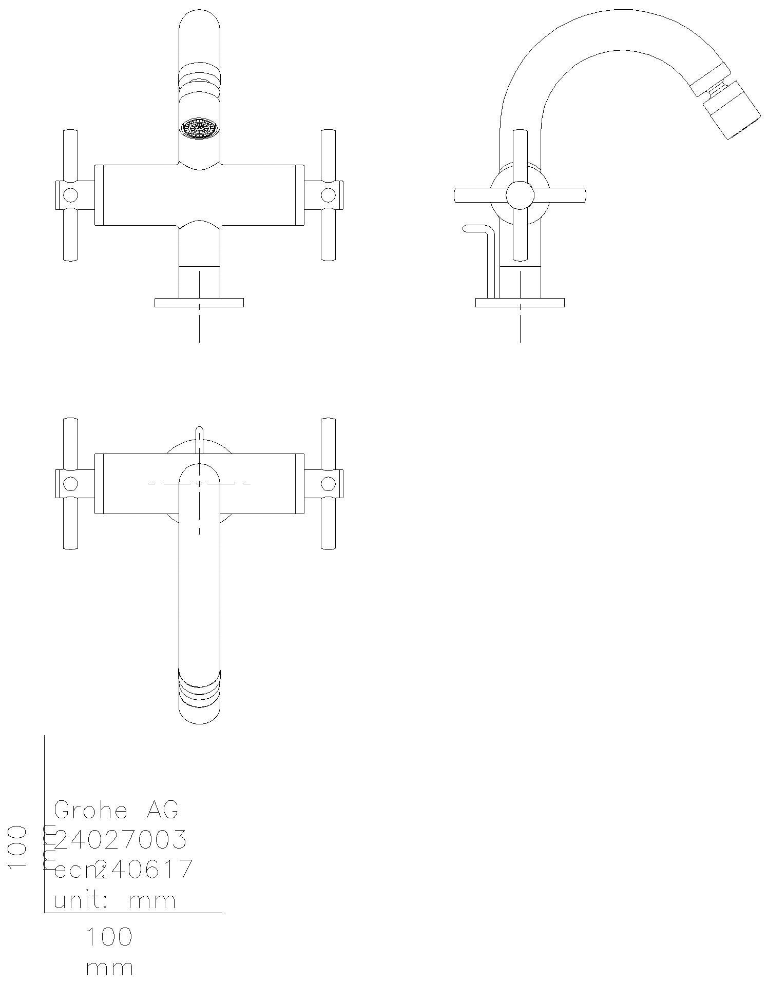 GROHE 2-Griff-Bidetbatterie Atrio 24353 Kreuz-Griff warm sunset