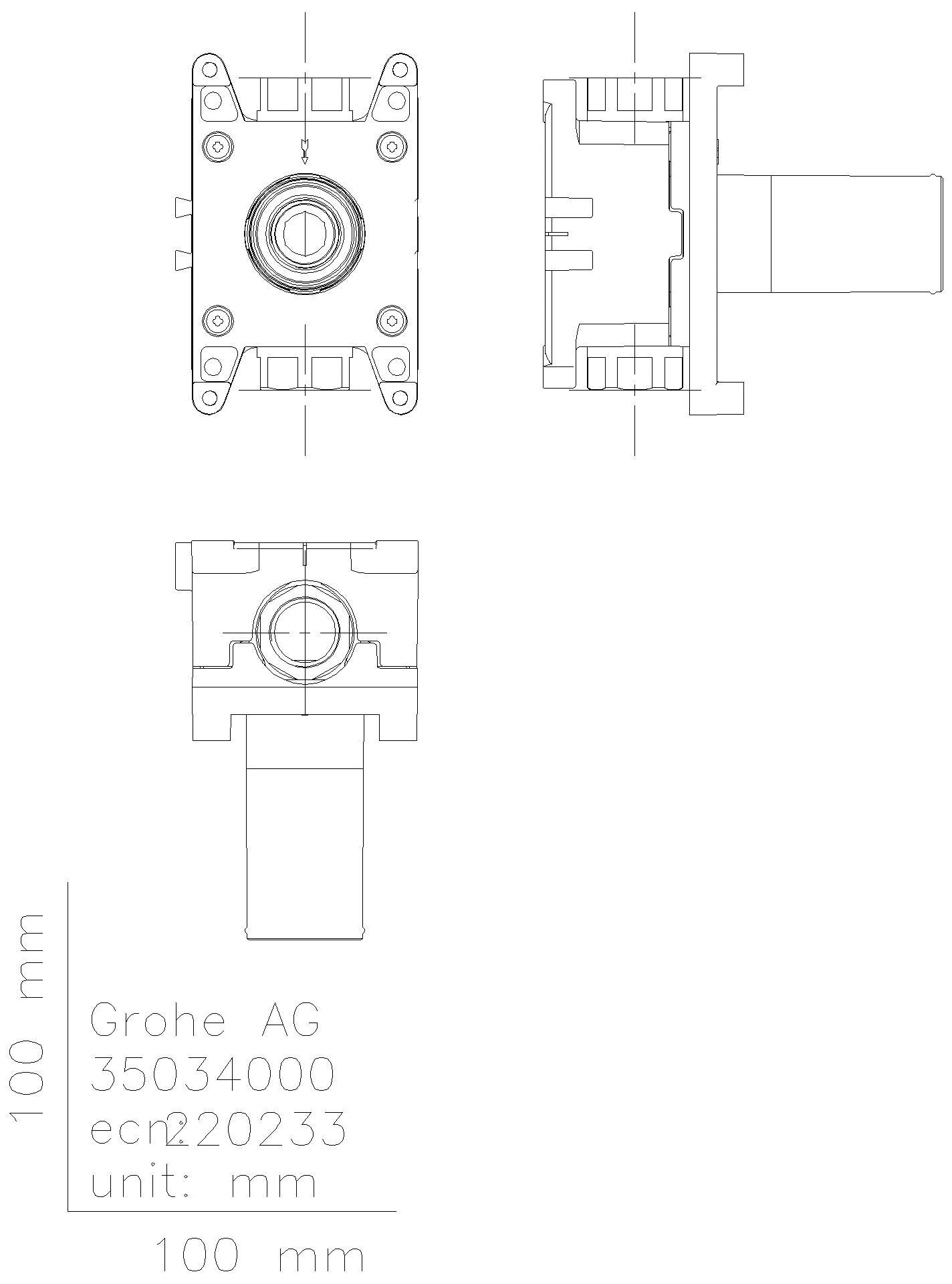 GROHE Einbaubox Grohtherm F 35107 für Wandanschlussbogen 26878000