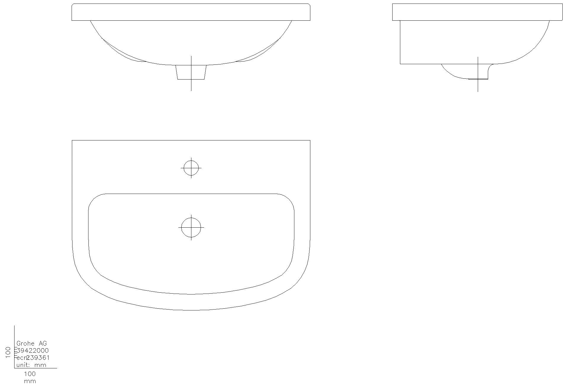 GROHE Einbauwaschtisch Bau Keramik 39422 Montage von oben 55cm alpinweiß
