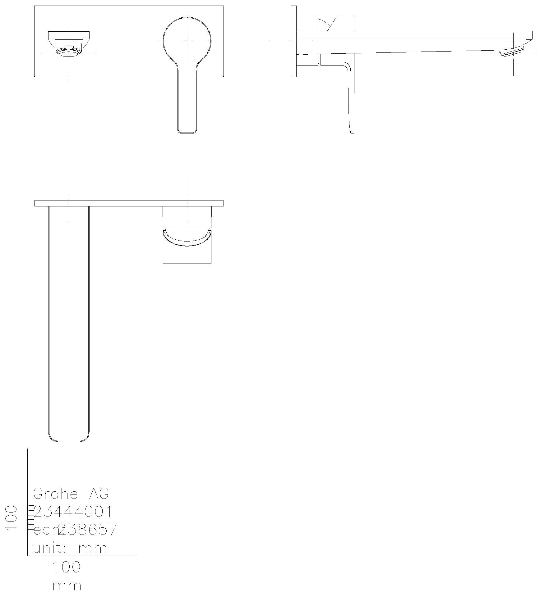 GROHE 2-Loch-WT-Wandbatterie Lineare 23444_1 Fertigmontageset matt black