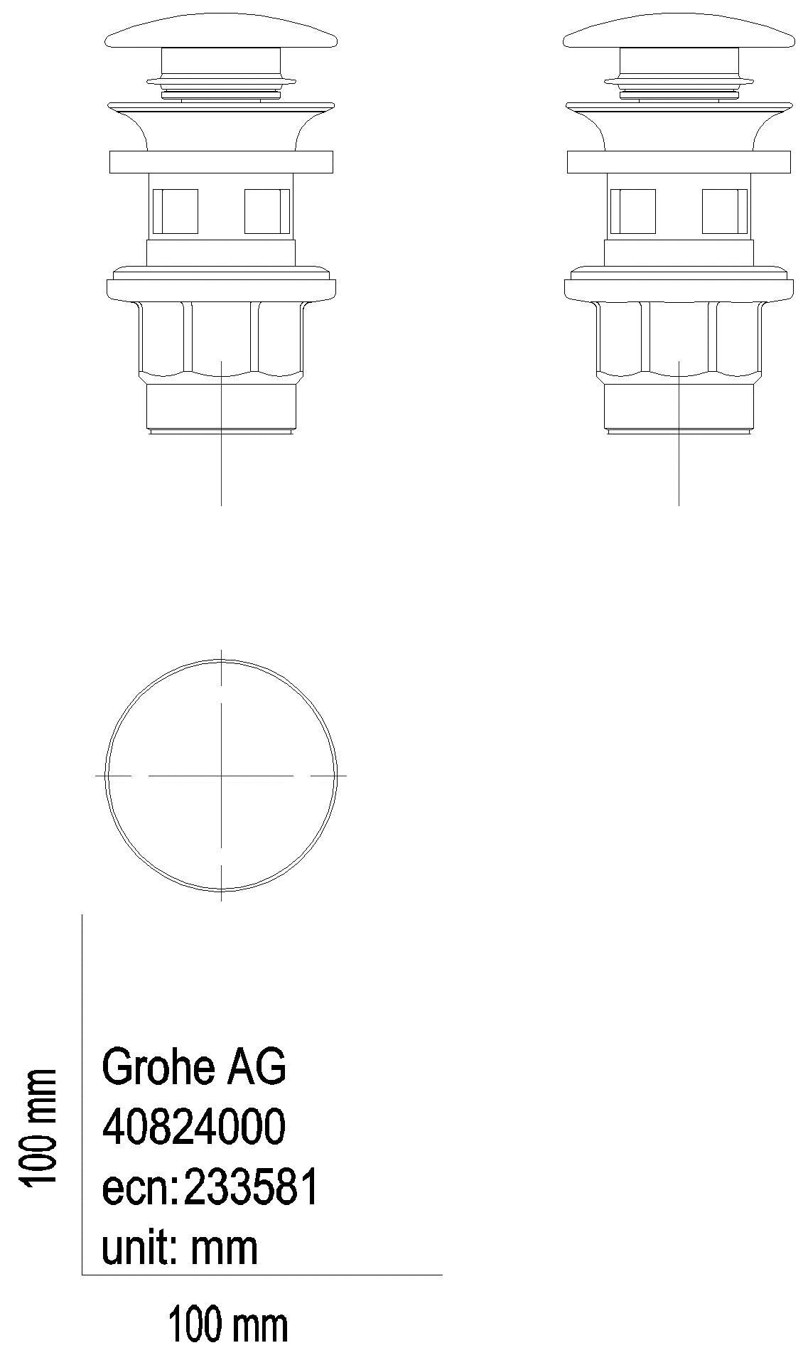 GROHE Druckstopfen-Ablaufgarnitur 40824 Stopfen herausnehm-/verschließbar chrom
