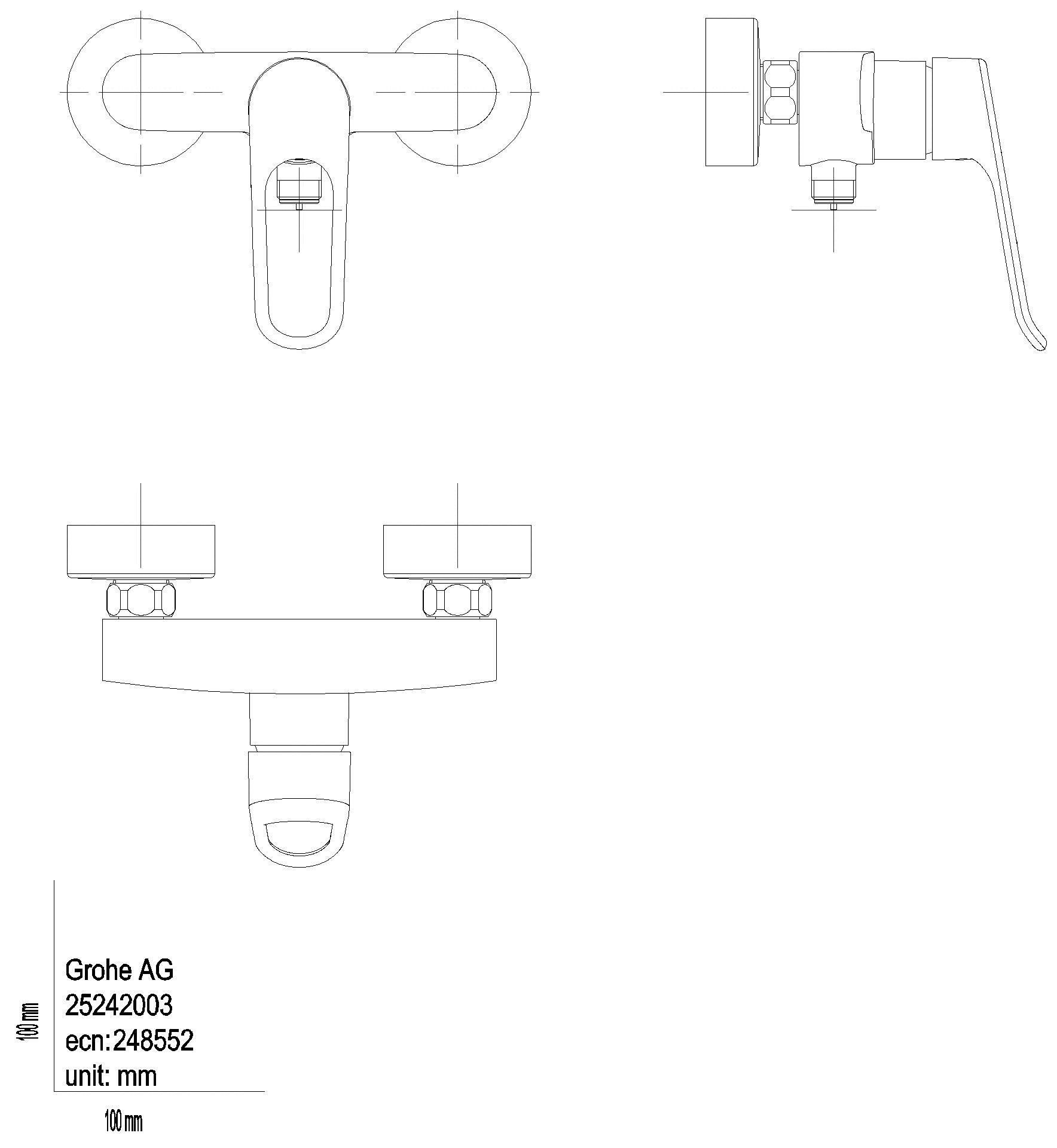 GROHE EH-Brausebatt. Eurosmart 25242_3 Wandmontage offener Hebel chrom