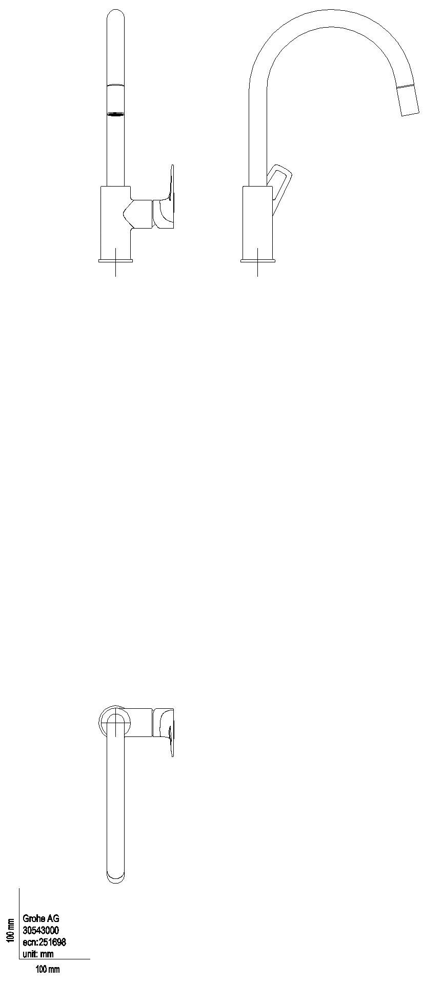 GROHE EH-SPT-Batterie BauLoop 30543 hoher Auslauf azb. Laminarbrause chrom