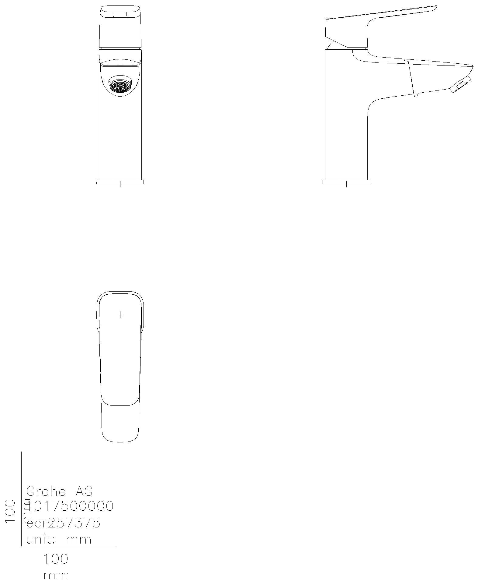 GROHE EH-WT-Batterie Cubeo 101750 M-Size auszb. Auslauf glatter Körper chrom