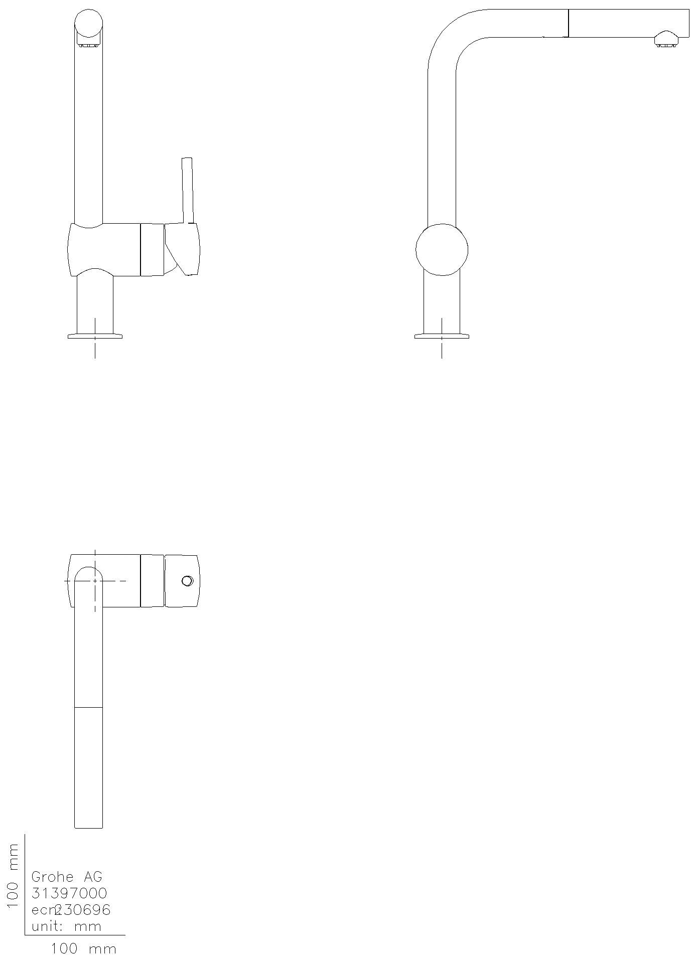 GROHE Einhand-Spültischbatterie Minta 31397 L-Auslauf Niederdruck chrom