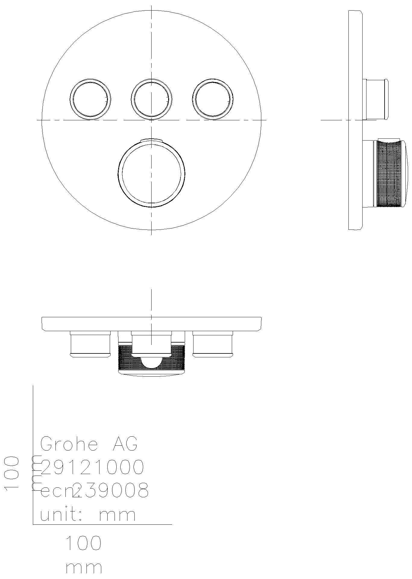 GROHE UP-Duschsystem Grohtherm SmartControl 34863 THM r. Form 3 ASV hard graph. geb.