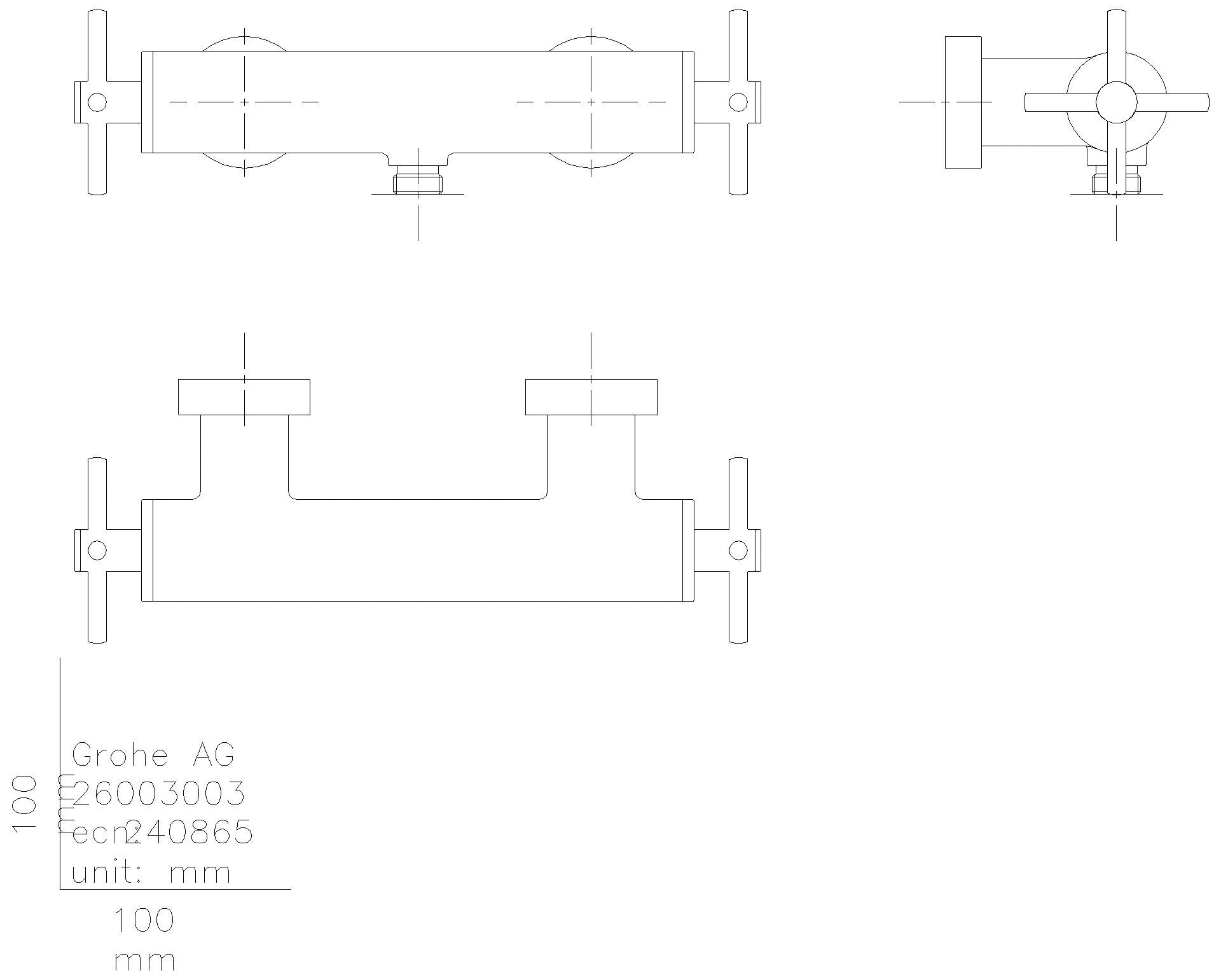 GROHE 2-Griff-Brausebatterie Atrio 26895 Wandmontage Kreuz-Griff warm sunset geb