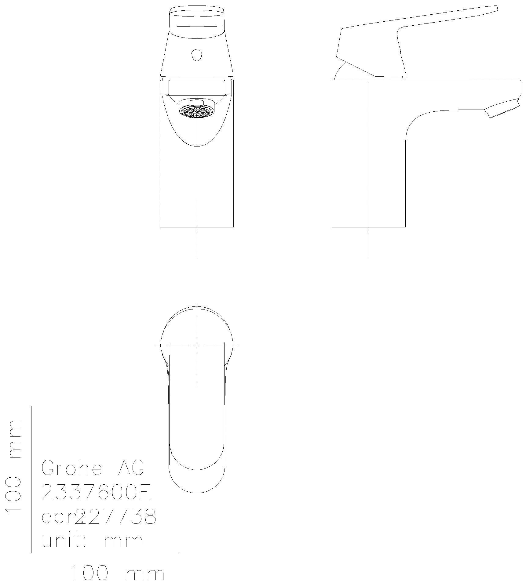 GROHE - GROHE EH-WT-Batterie Eurosmart C 23376 gl. Körper Mittelst. kalt chrom