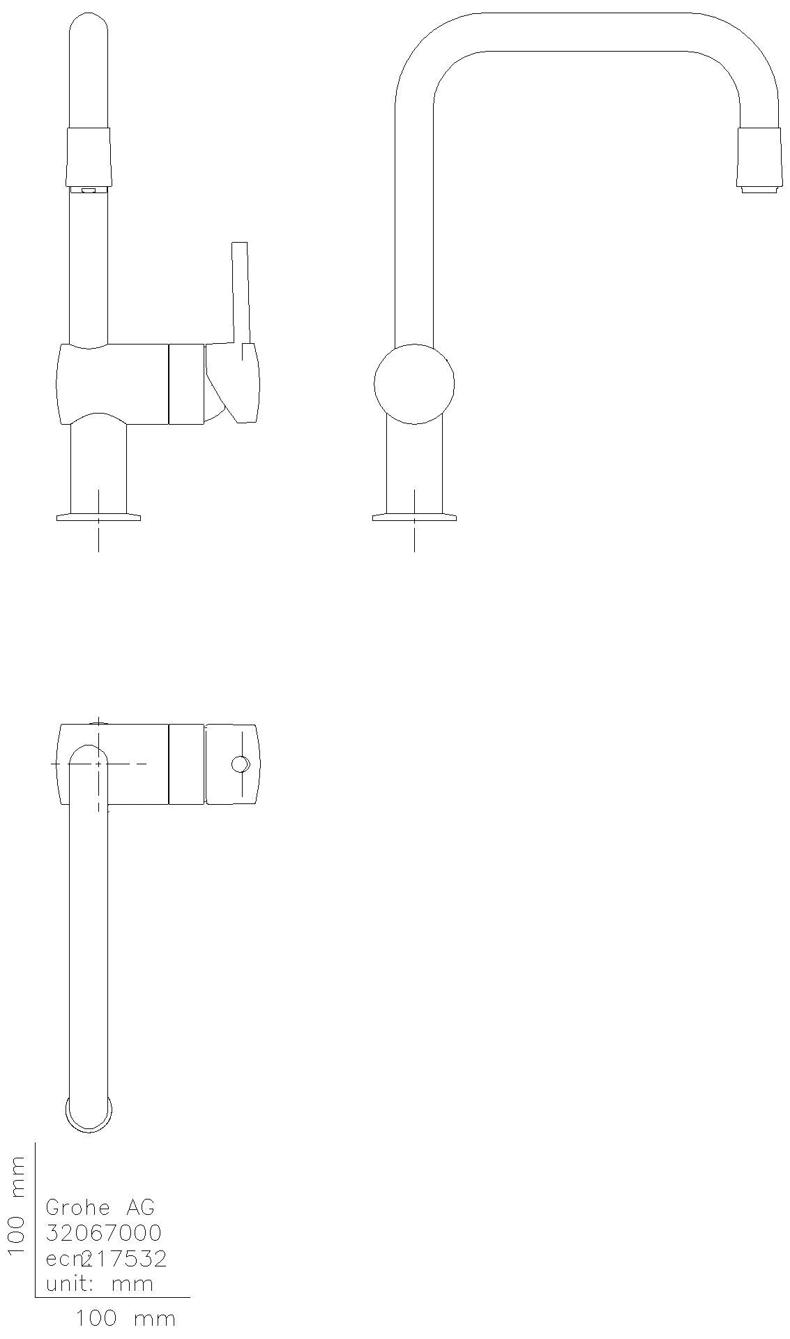 GROHE EH-Spültischbatterie Minta 32067 U-Auslauf auszb. Mousseur chrom
