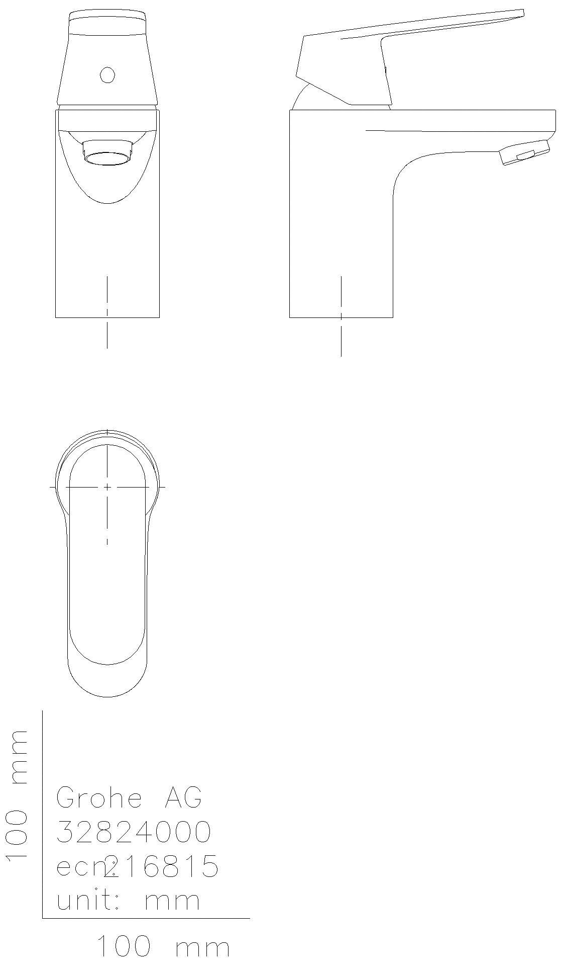 GROHE EH-WT-Batterie Eurosmart C 32824 DN15 glatter Körper chrom