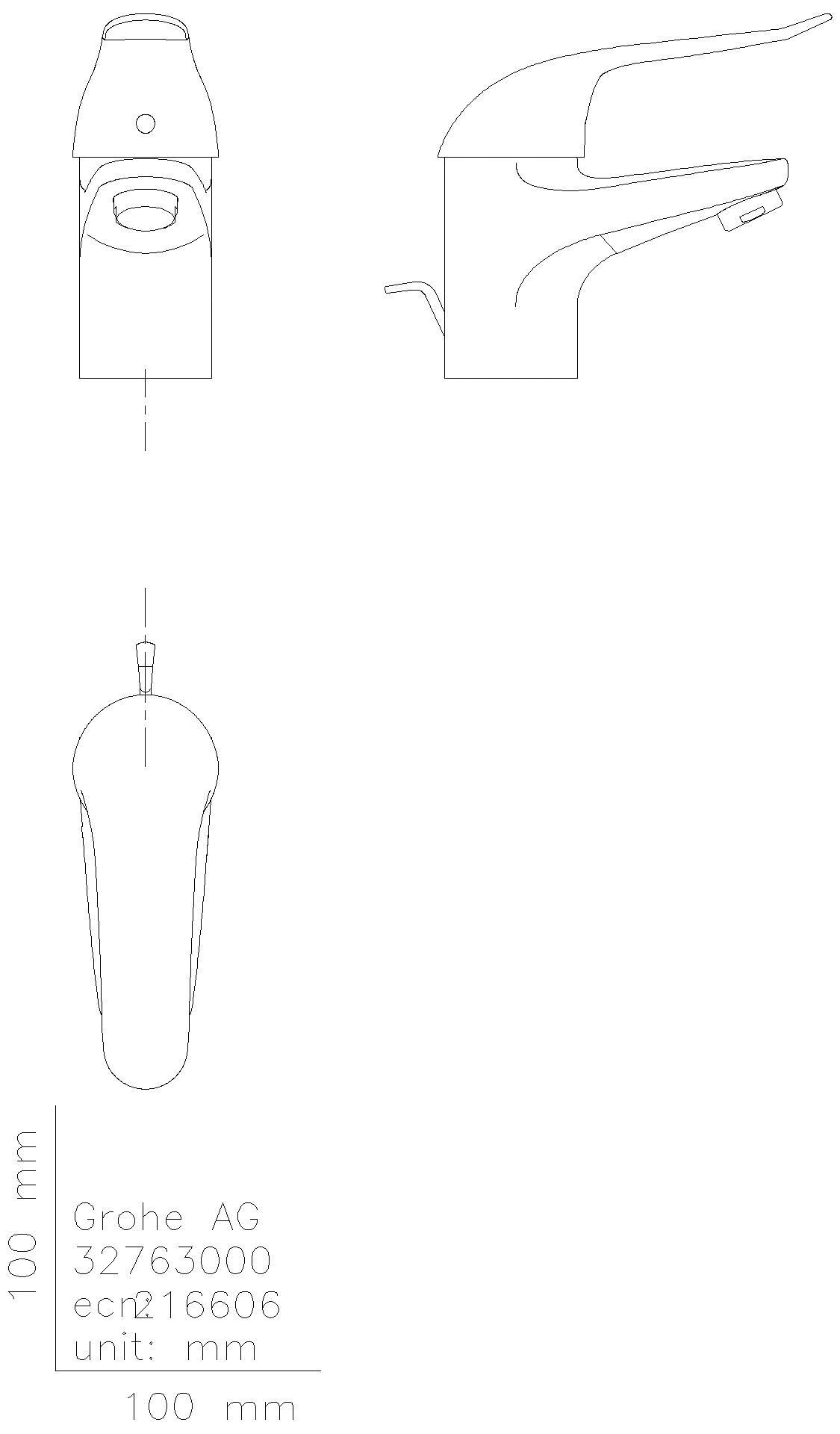 GROHE EH-WT-Batterie Euroeco Special 32763 Zugstangen-Ablaufgarnitur chrom